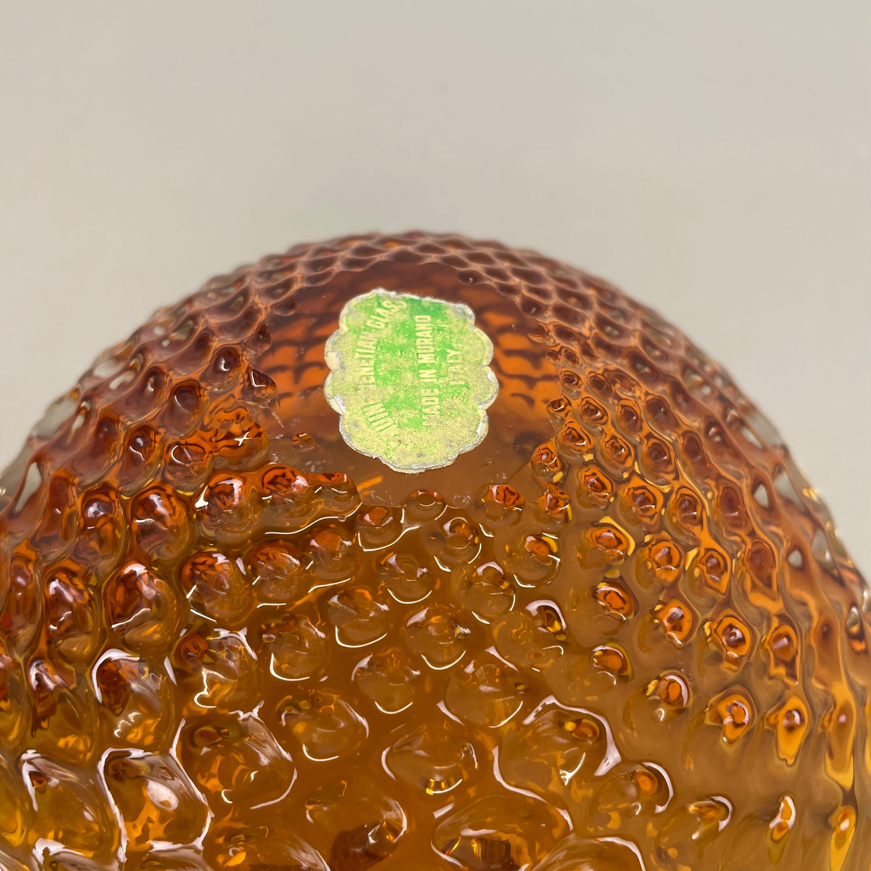 Grande ciotola in vetro di Murano da 1 kg con elemento a bolle d'aria conchiglia Italia anni '70 in vendita 10