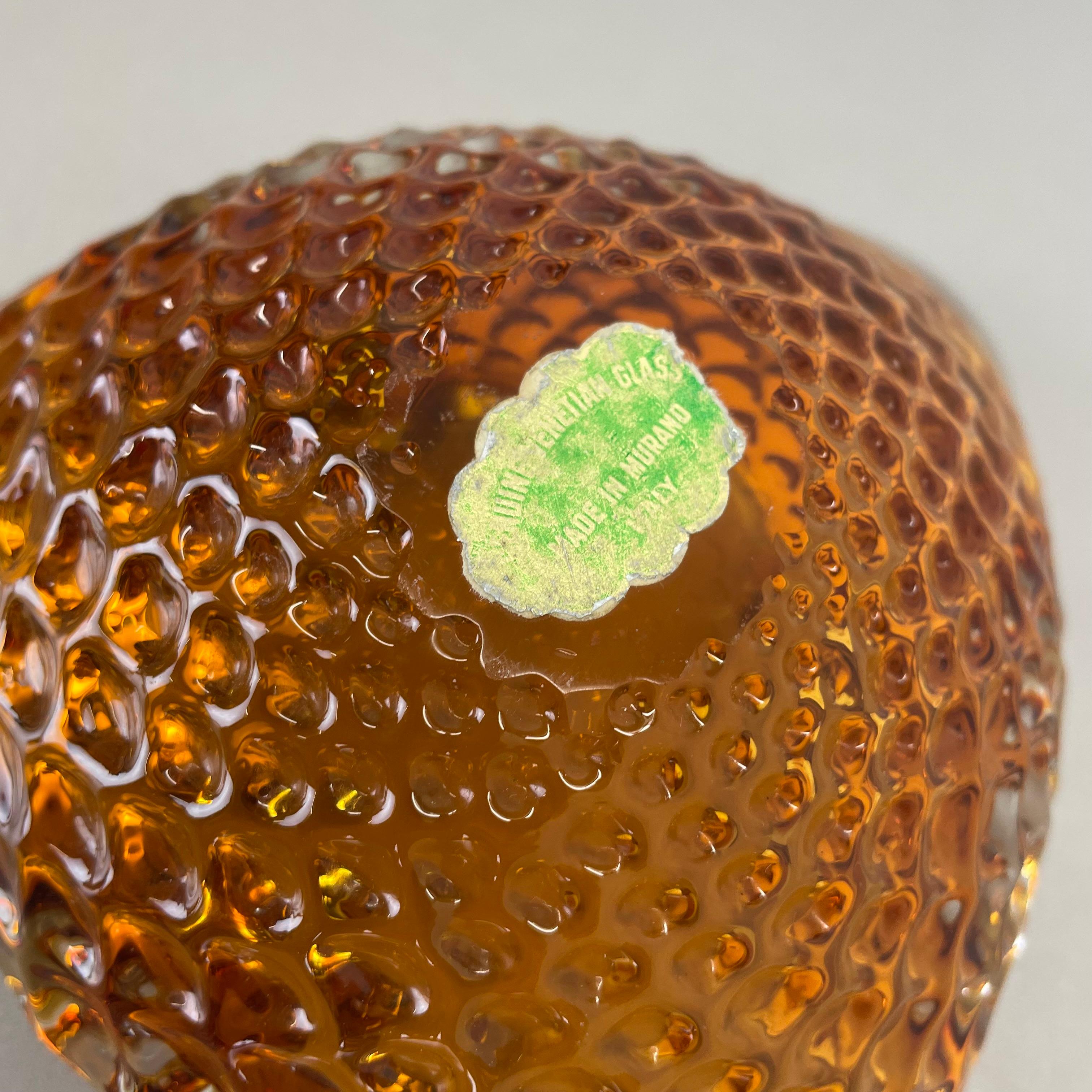 Grande ciotola in vetro di Murano da 1 kg con elemento a bolle d'aria conchiglia Italia anni '70 in vendita 11