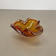 Large Murano Glass 1kg Bubble yellow Bubble Bowl Element Shell Italy 1970s