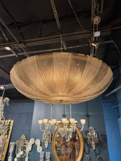 Large Murano Glass 2-Tone Disc Flush Mount Chandelier