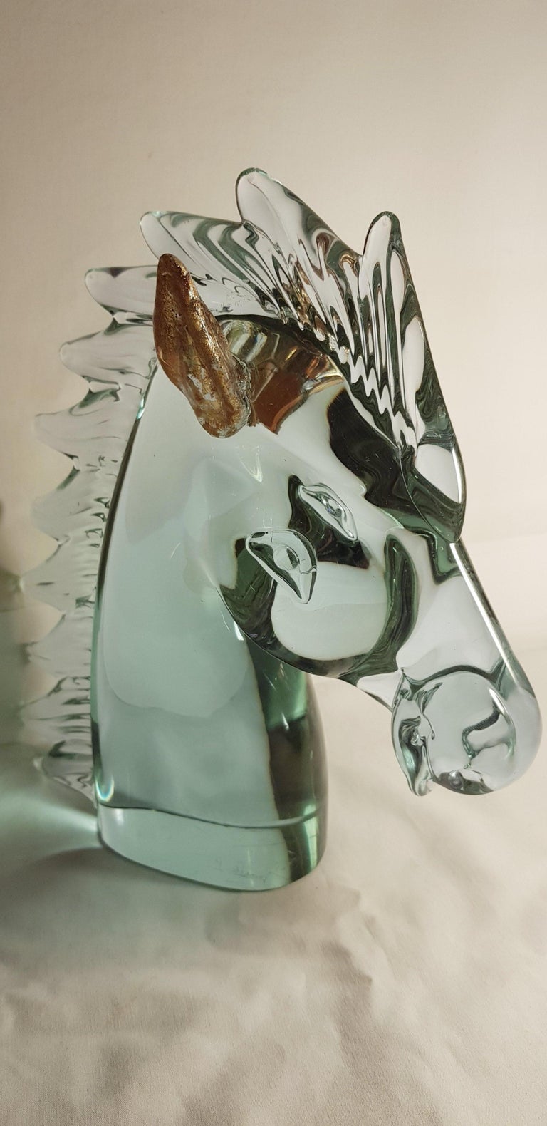Hand-Crafted Large Murano Glass Alexandrit Neodymium Horse Head Signed  For Sale