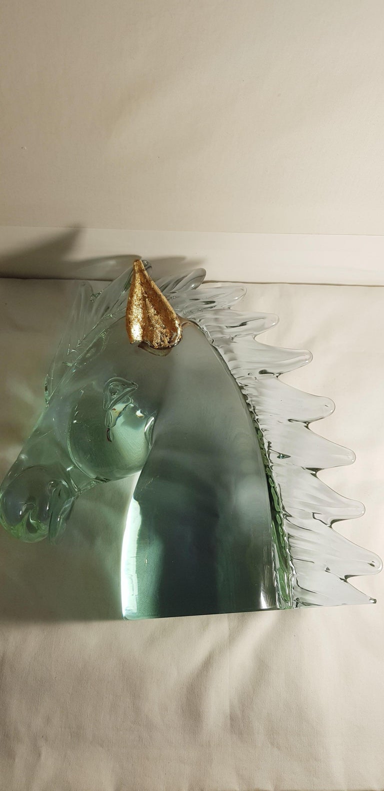 Large Murano Glass Alexandrit Neodymium Horse Head Signed  For Sale 1