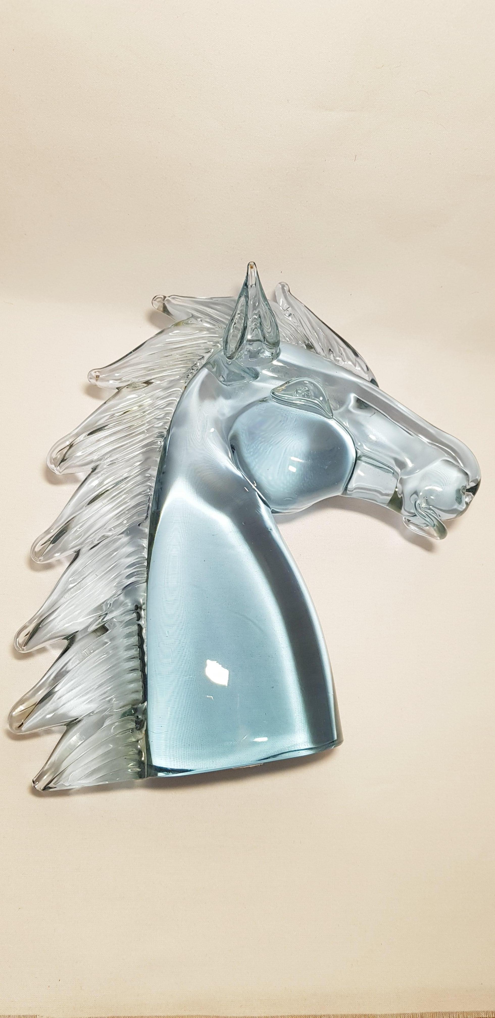 Large Murano Glass Alexandrite Neodymium Horse Head, Signed by Licio Zanetti For Sale 2
