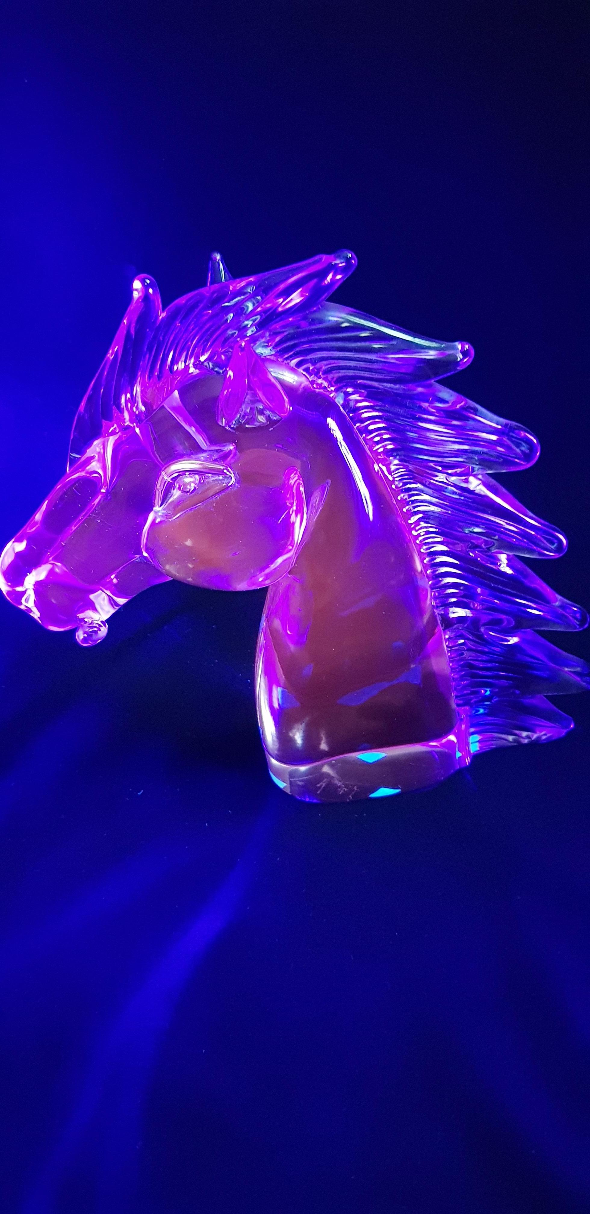 Large Murano Glass Alexandrite Neodymium Horse Head, Signed by Licio Zanetti For Sale 4