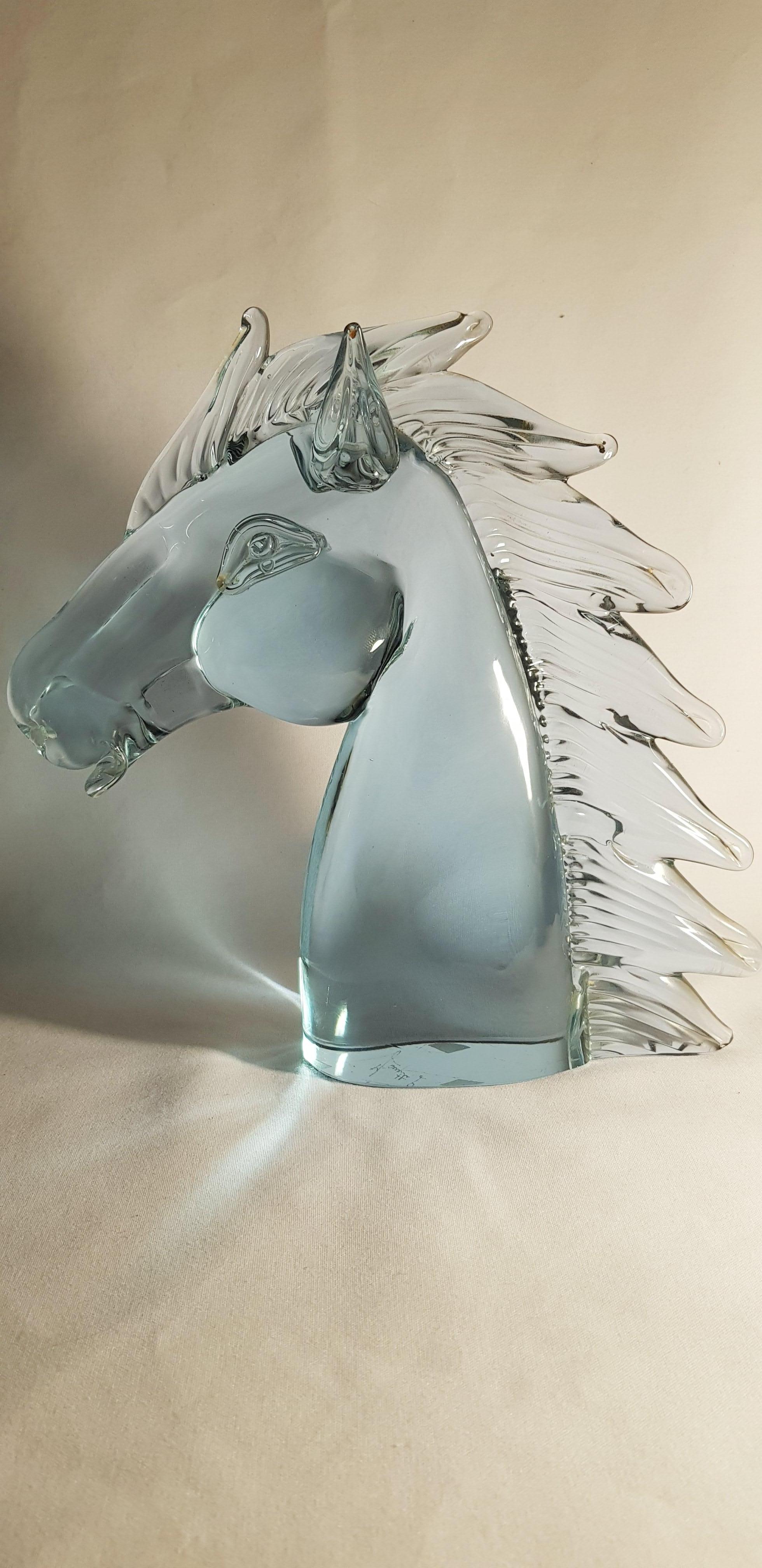 Large Murano Glass Alexandrite Neodymium Horse Head, Signed by Licio Zanetti In Excellent Condition For Sale In Grantham, GB