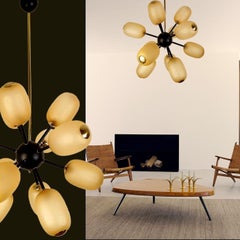 Large Murano glass amber Sputnik Chandelier, Italy