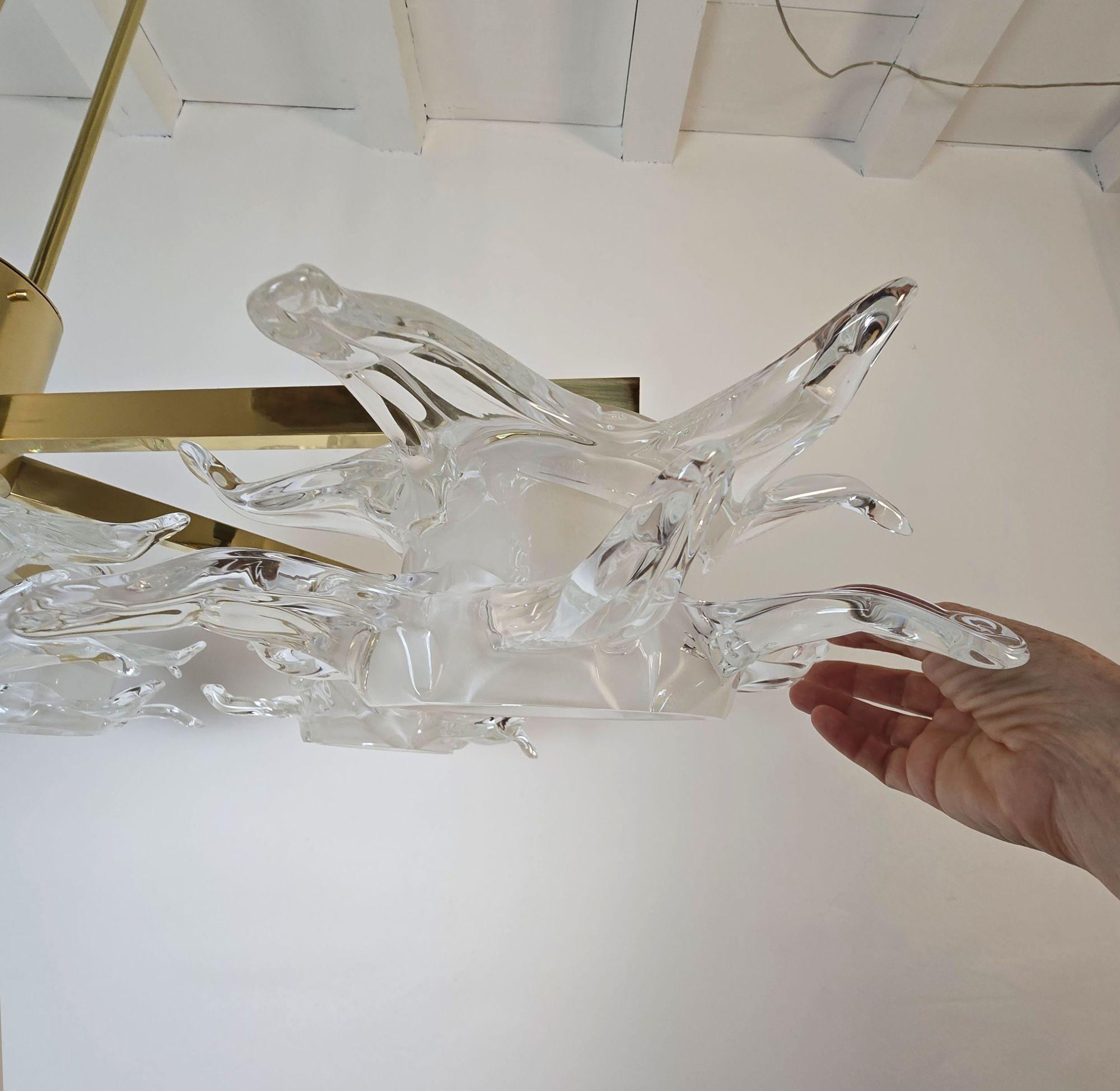 Grand lustre en verre de Murano et laiton en vente 6