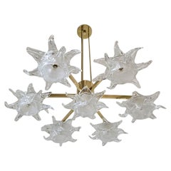 Large Murano glass and brass chandelier