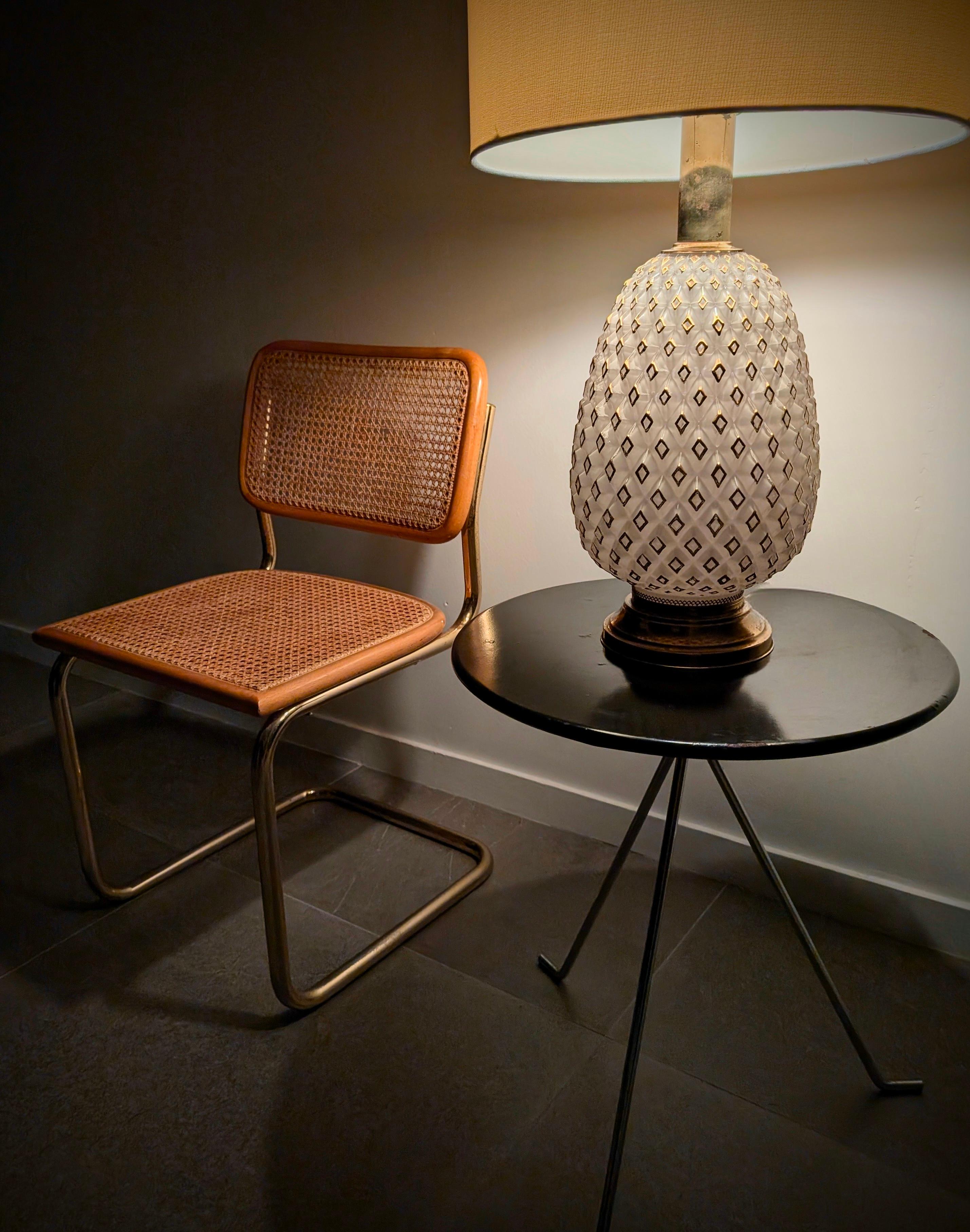 Large Murano Glass and Brass Pineapple Table Lamp, Italy 1970s In Good Condition For Sale In Benalmadena, ES