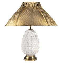 Large Murano Glass and Brass Pineapple Table Lamp, Italy 1970s