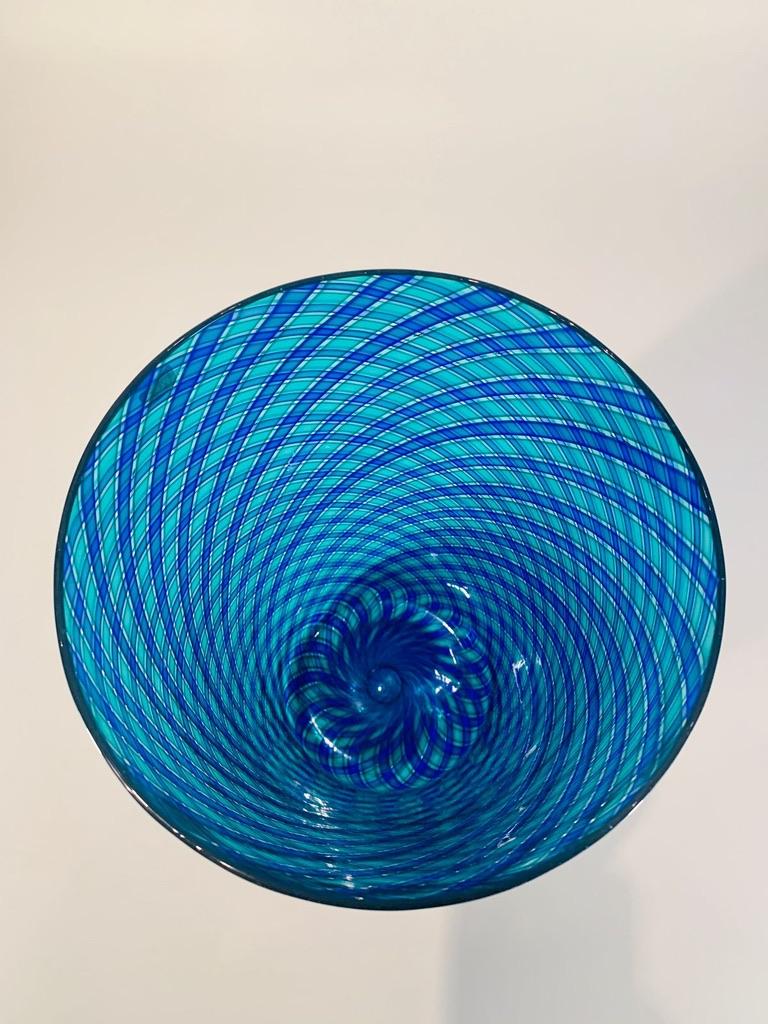 Italian Large Murano glass attributed to Venini blue and green circa 1950 vase. For Sale
