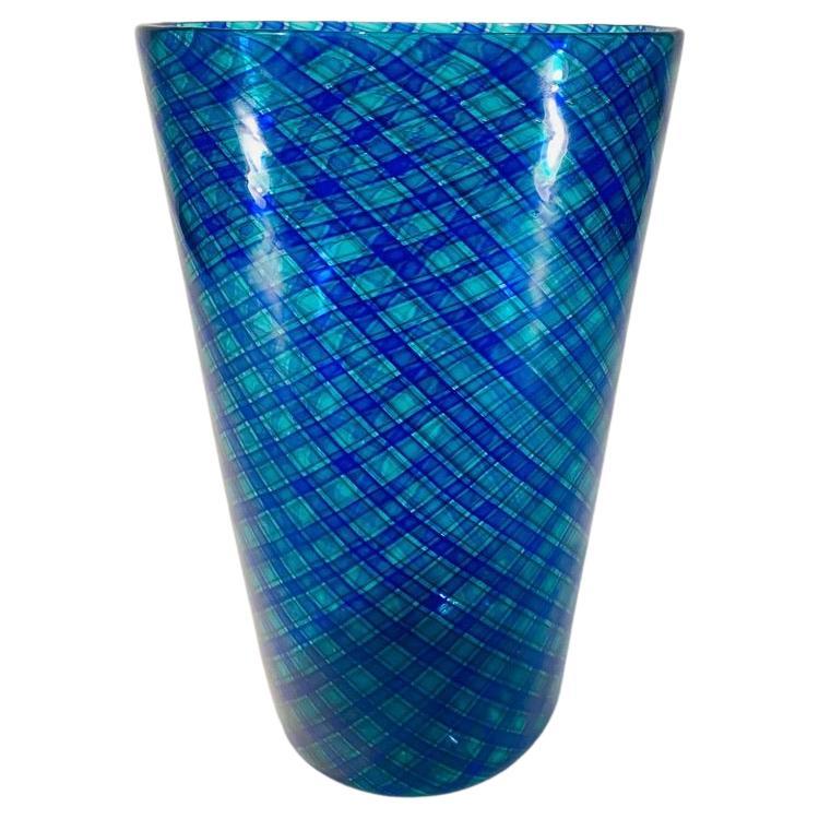 Large Murano glass attributed to Venini blue and green circa 1950 vase. For Sale