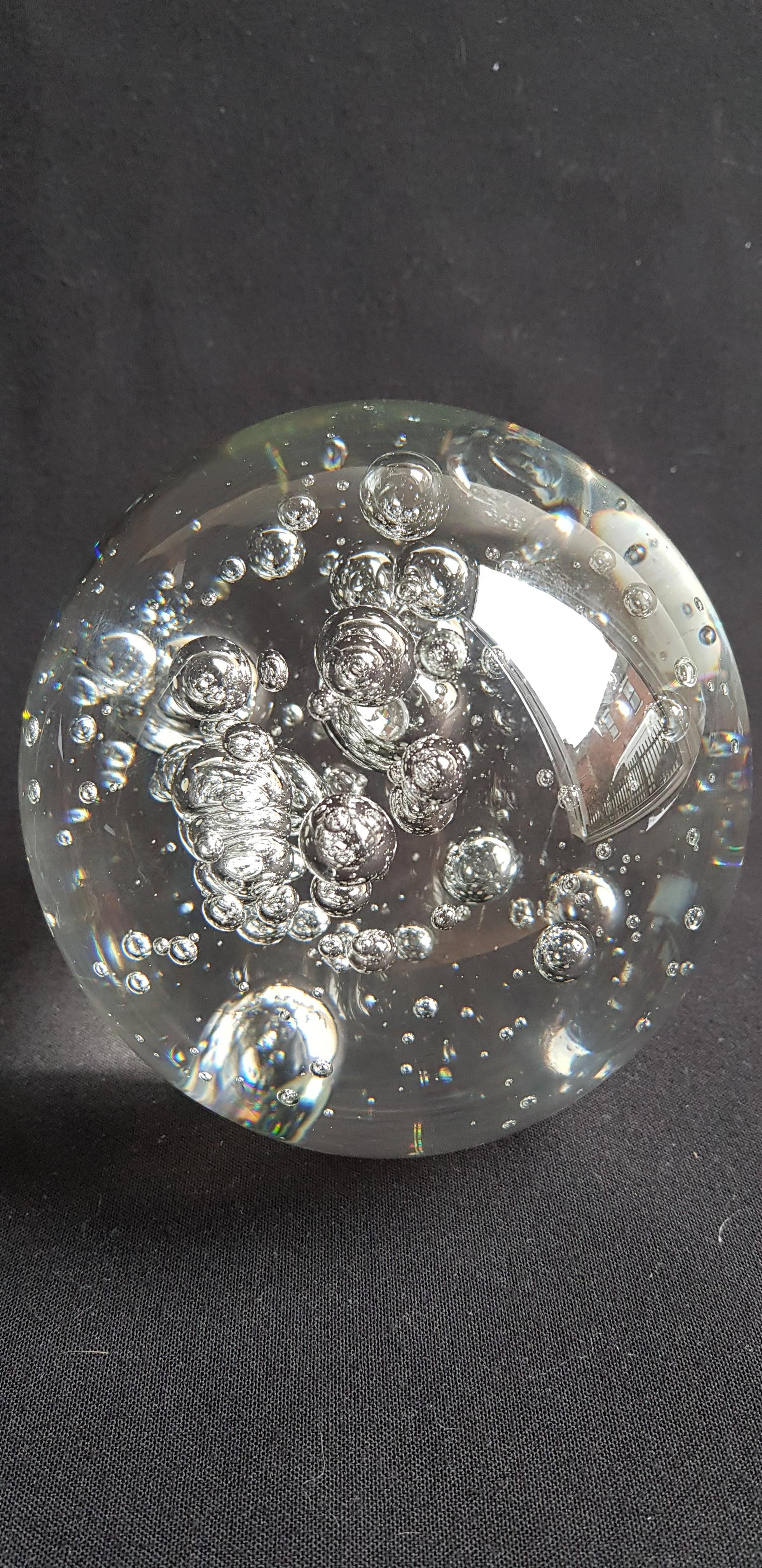 Mid-20th Century Large Murano Glass Ball Paperweight Controlled Bubbles For Sale