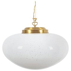 Large Murano Glass Ball Pendant Lamp with Gold Inclusions, Midcentury, Italy