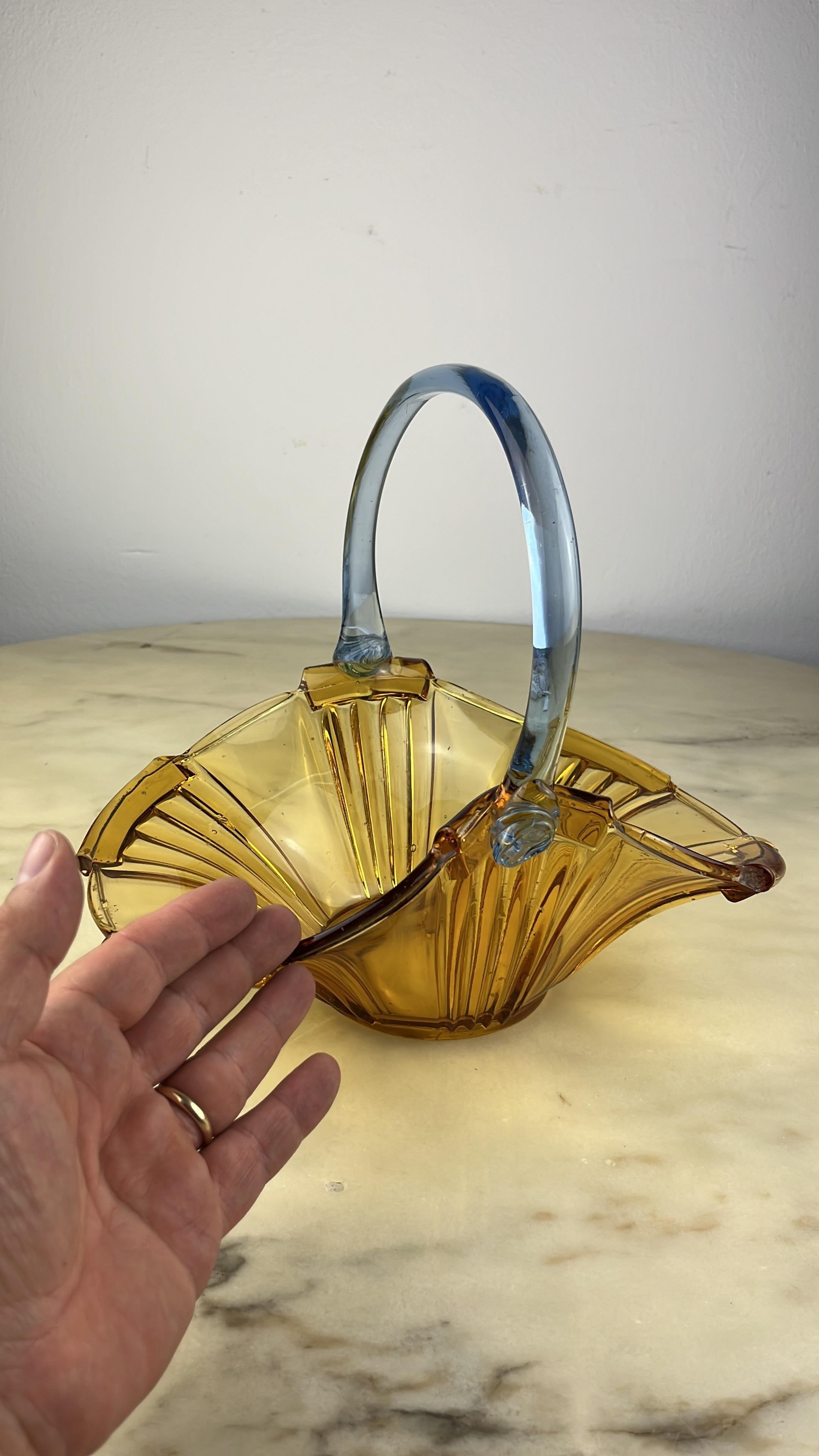 Large Murano glass basket, Italy, 1950s.
Found in a noble apartment. Purchased in Murano in the 1950s. Intact. It can be used as a flower basket or fruit basket. Small signs of the time.