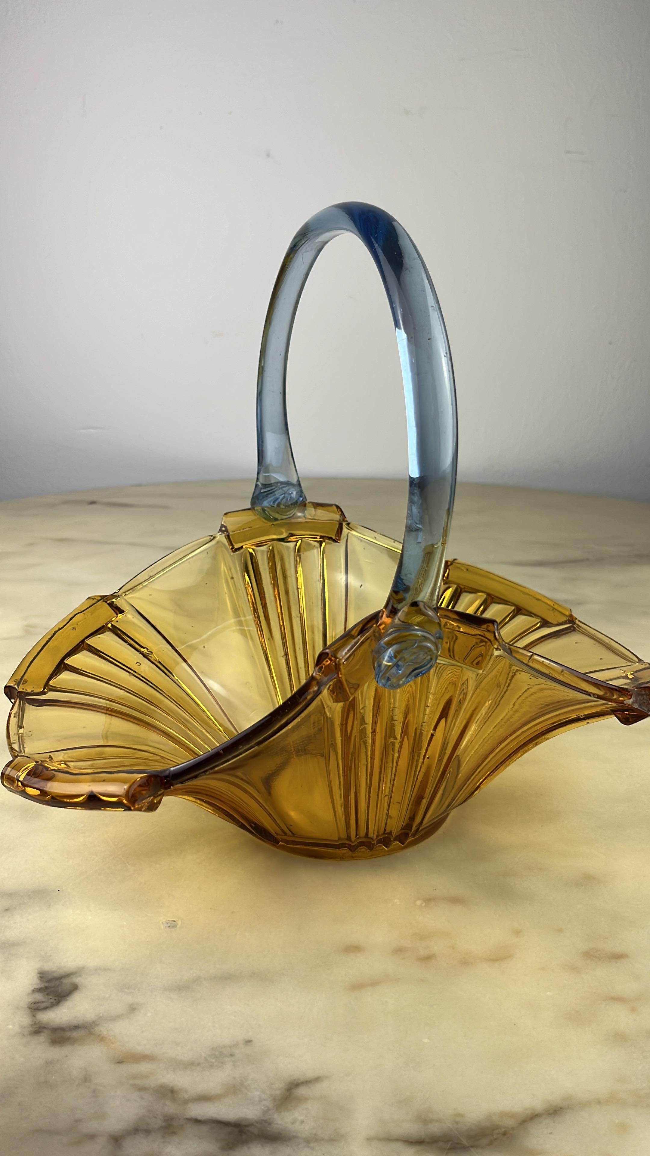 Italian Large Murano Glass Basket, Italy, 1950s