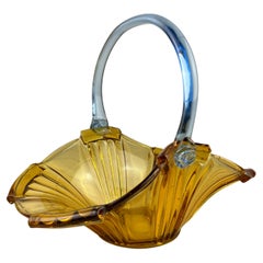 Large Murano Glass Basket, Italy, 1950s