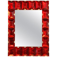 Large Murano Glass Block Mirror