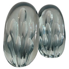 Par de sujetalibros grandes de cristal de Murano