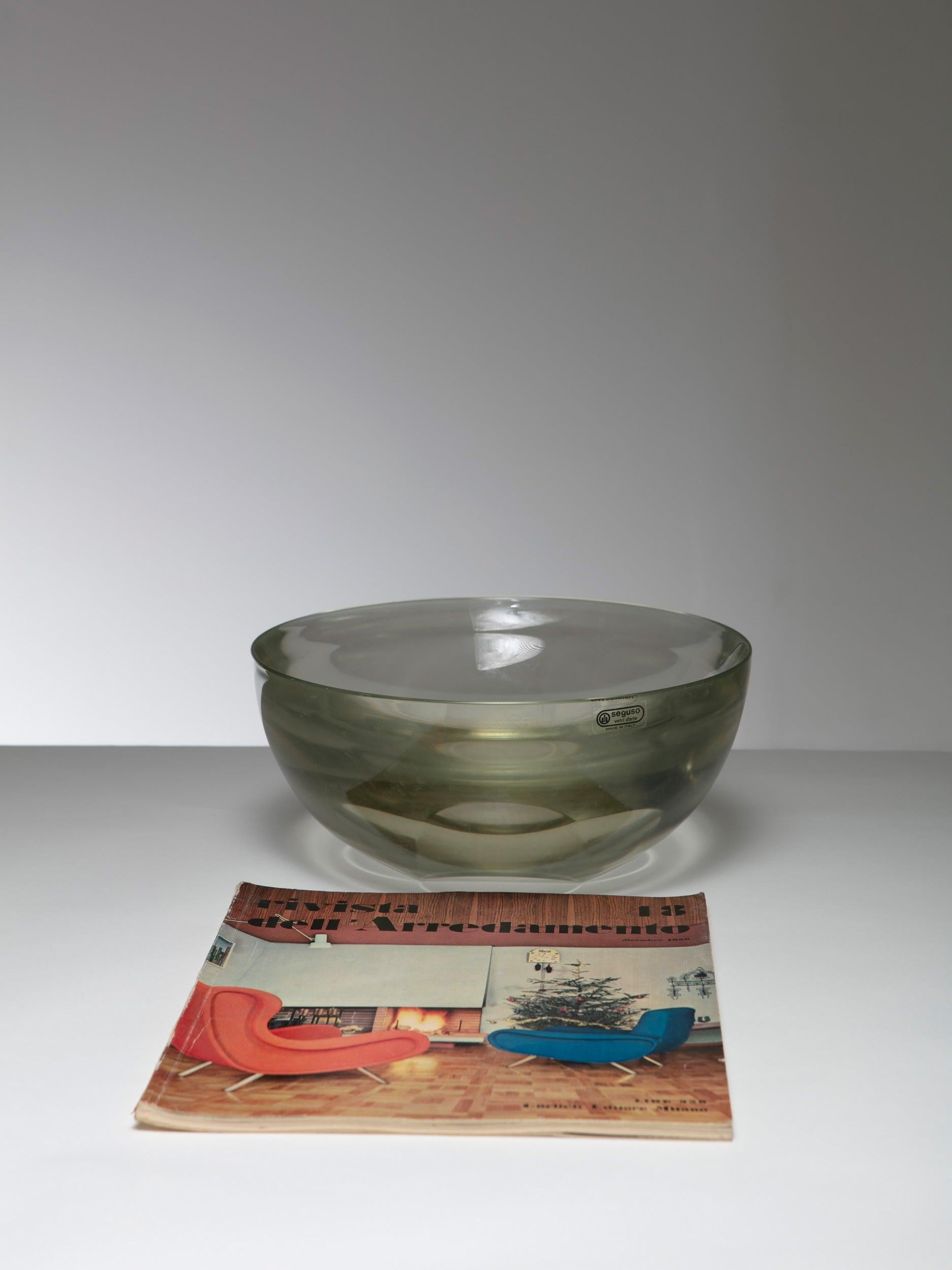 Italian Large Murano Glass Bowl by Seguso, Italy, 1960s For Sale