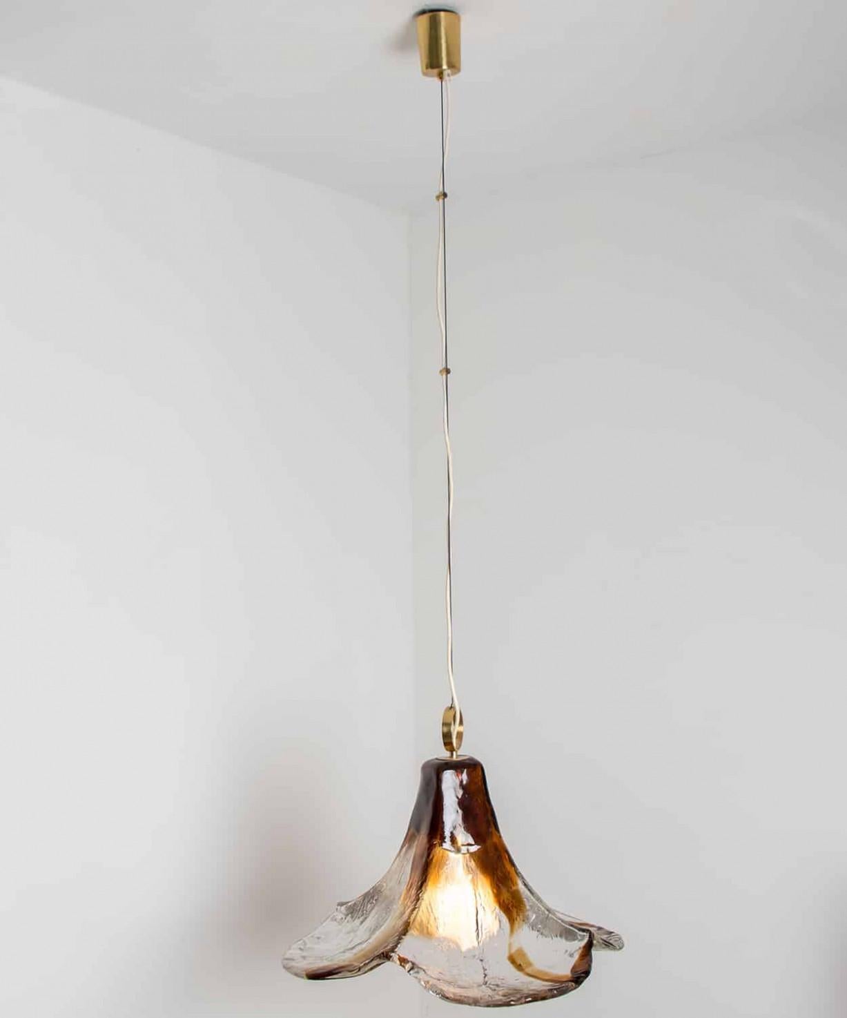 Grande lampadario a fiore marrone in vetro di Murano di Kalmar, Austria, 1970 in vendita 2