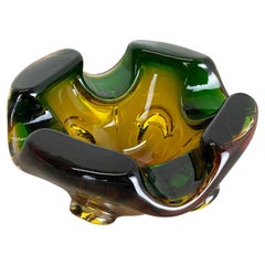 Large Murano Glass "Brutalist" Bowl Element Shell Ashtray Murano, Italy, 1970s