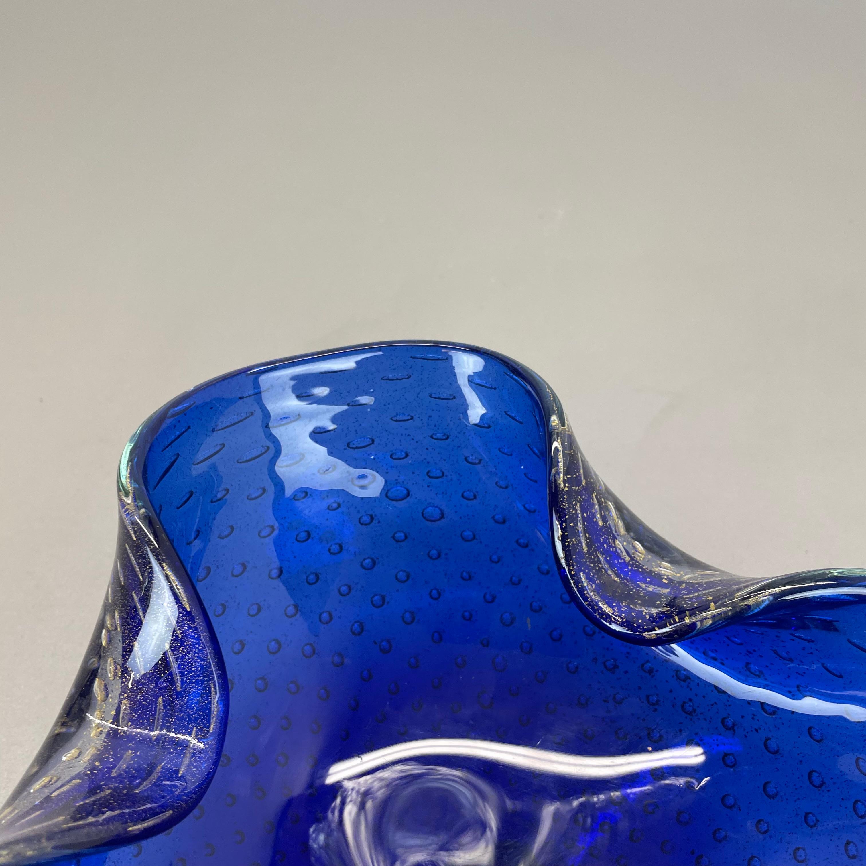 Gran cuenco de burbujas de cristal de Murano Bullicante azul plateado Elemento Concha, Italia, 1970 en venta 3