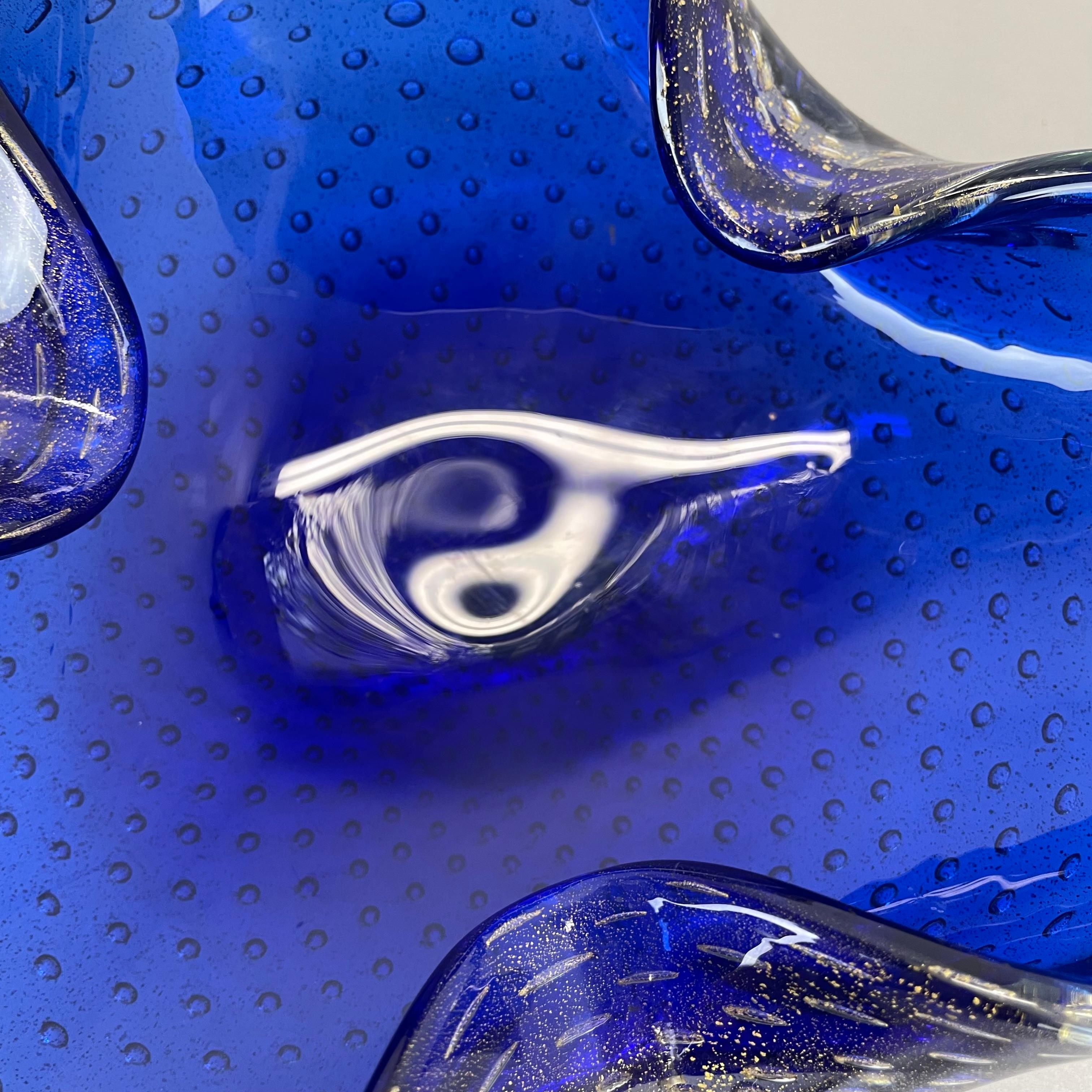 Gran cuenco de burbujas de cristal de Murano Bullicante azul plateado Elemento Concha, Italia, 1970 en venta 6