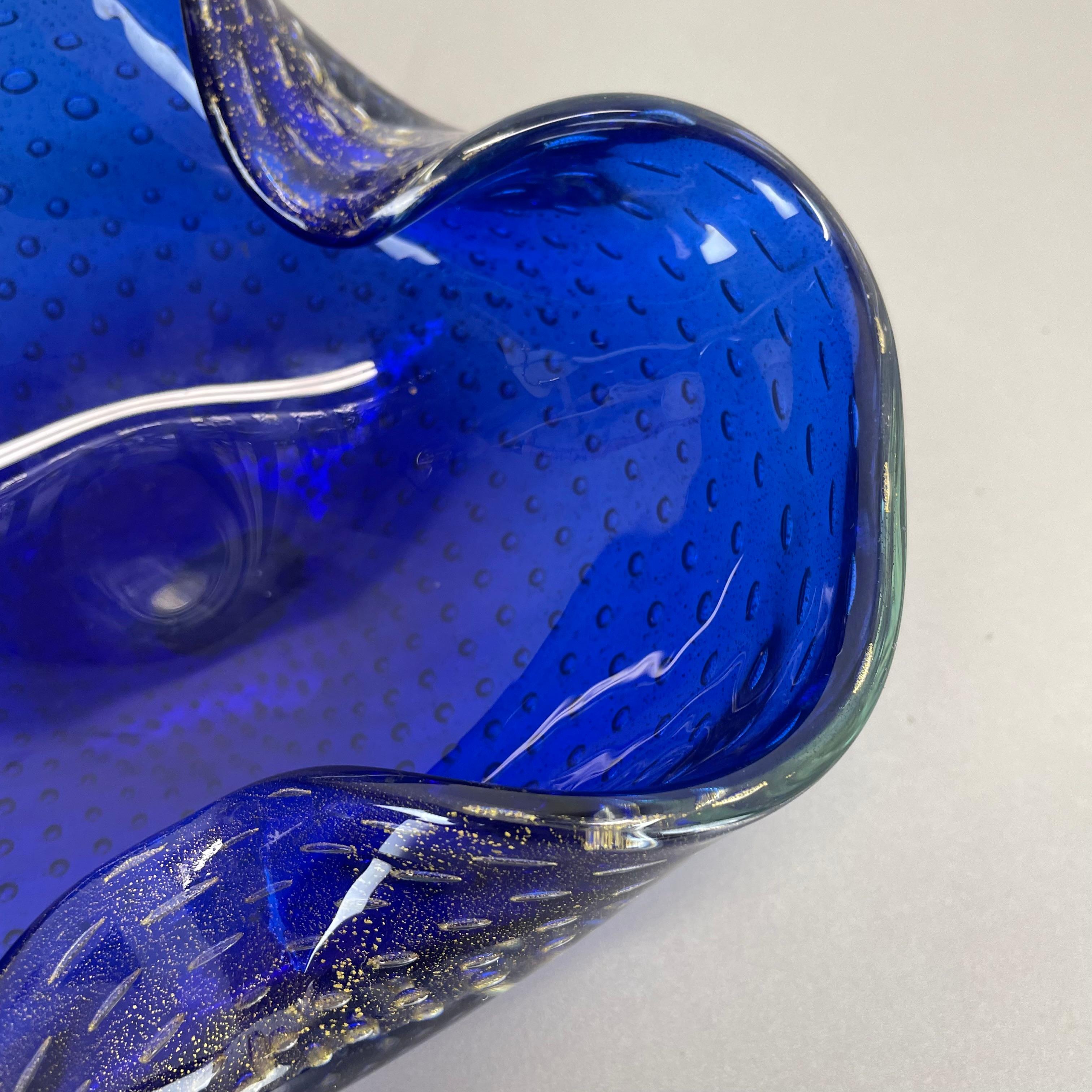 Gran cuenco de burbujas de cristal de Murano Bullicante azul plateado Elemento Concha, Italia, 1970 en venta 7