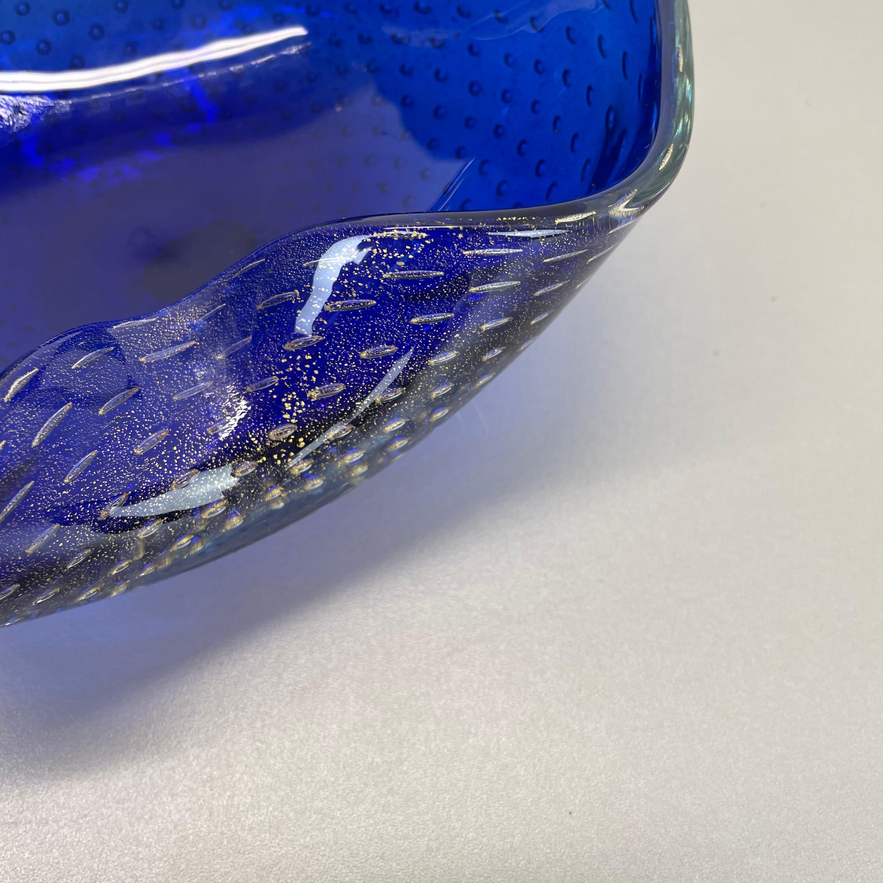 Gran cuenco de burbujas de cristal de Murano Bullicante azul plateado Elemento Concha, Italia, 1970 en venta 8