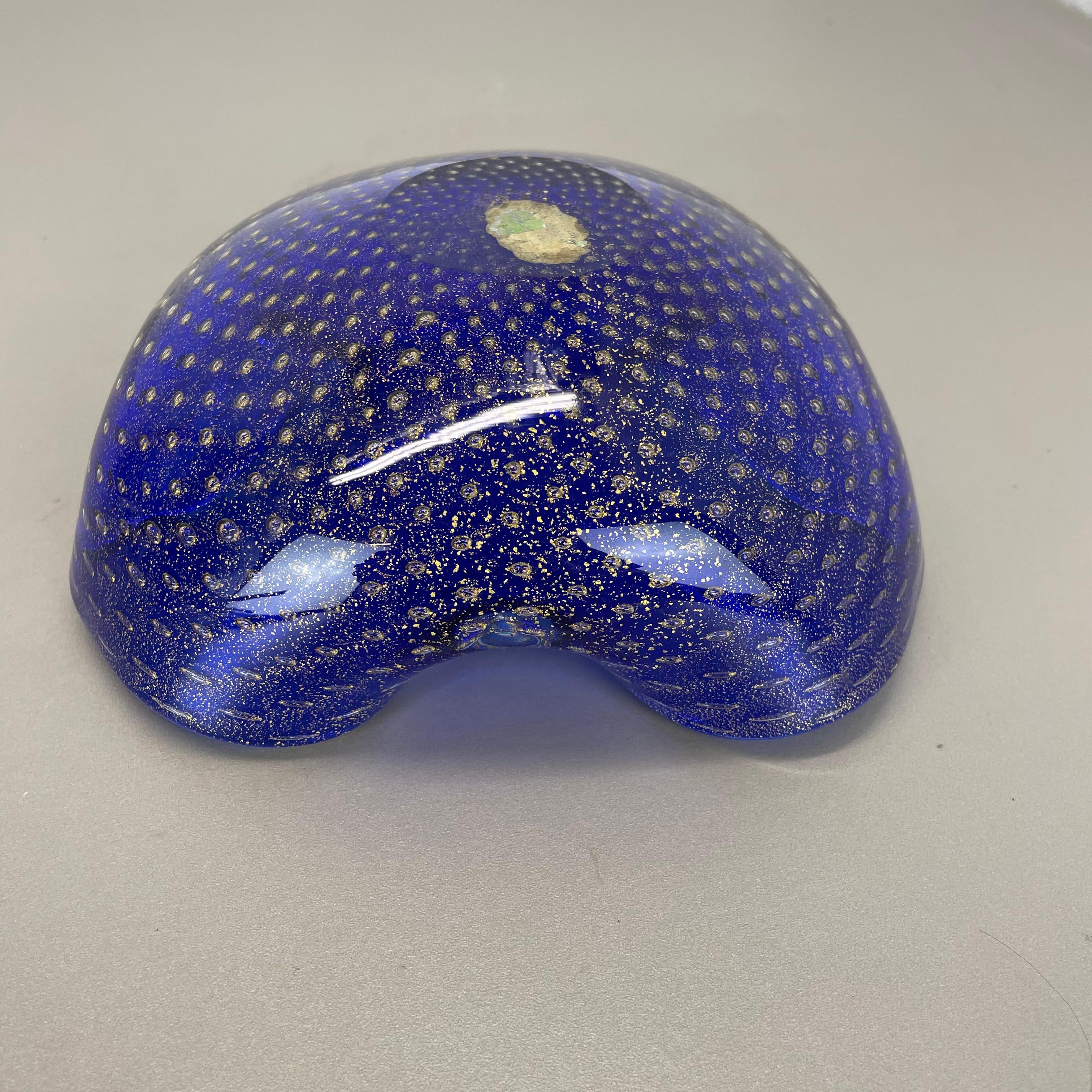 Gran cuenco de burbujas de cristal de Murano Bullicante azul plateado Elemento Concha, Italia, 1970 en venta 9