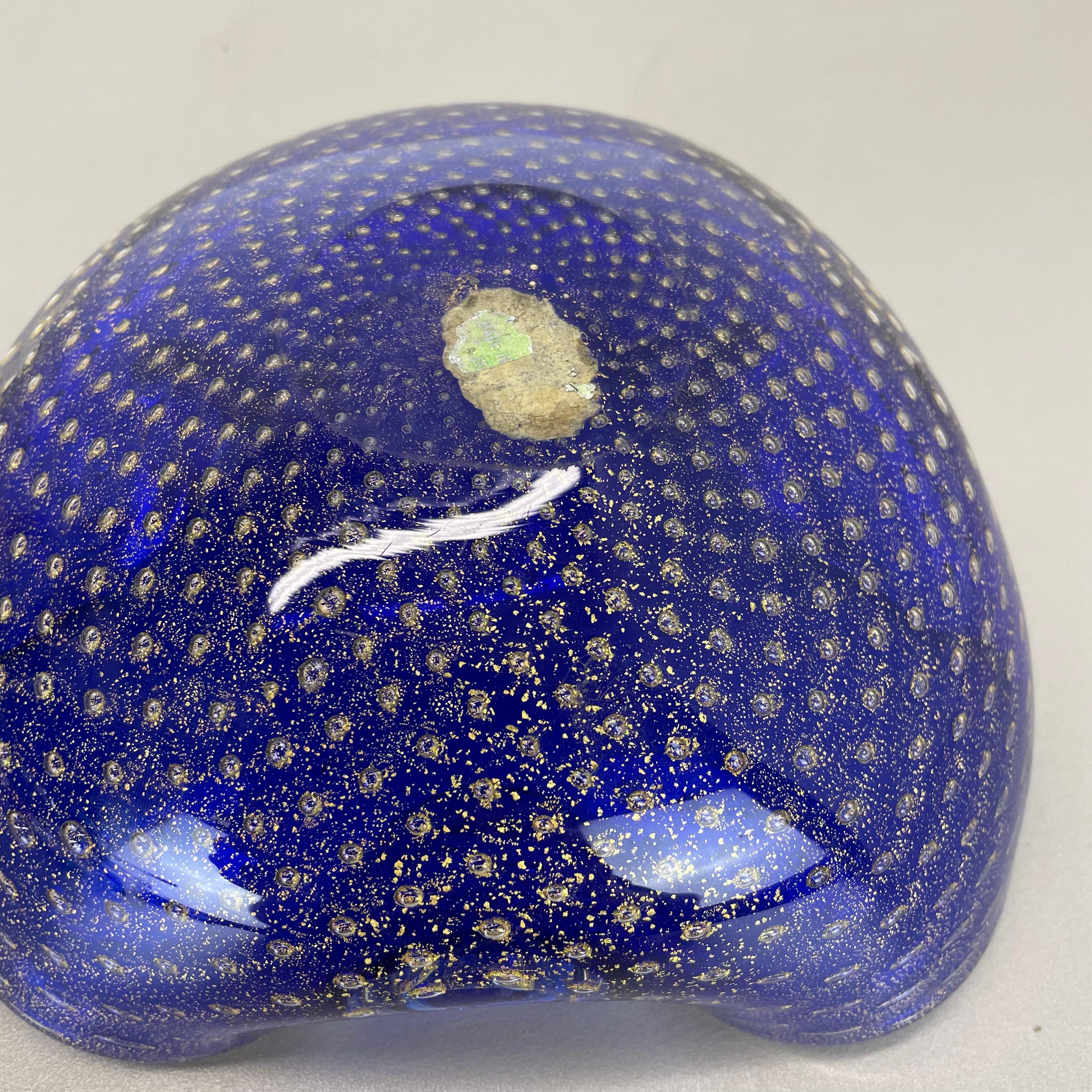 Gran cuenco de burbujas de cristal de Murano Bullicante azul plateado Elemento Concha, Italia, 1970 en venta 10