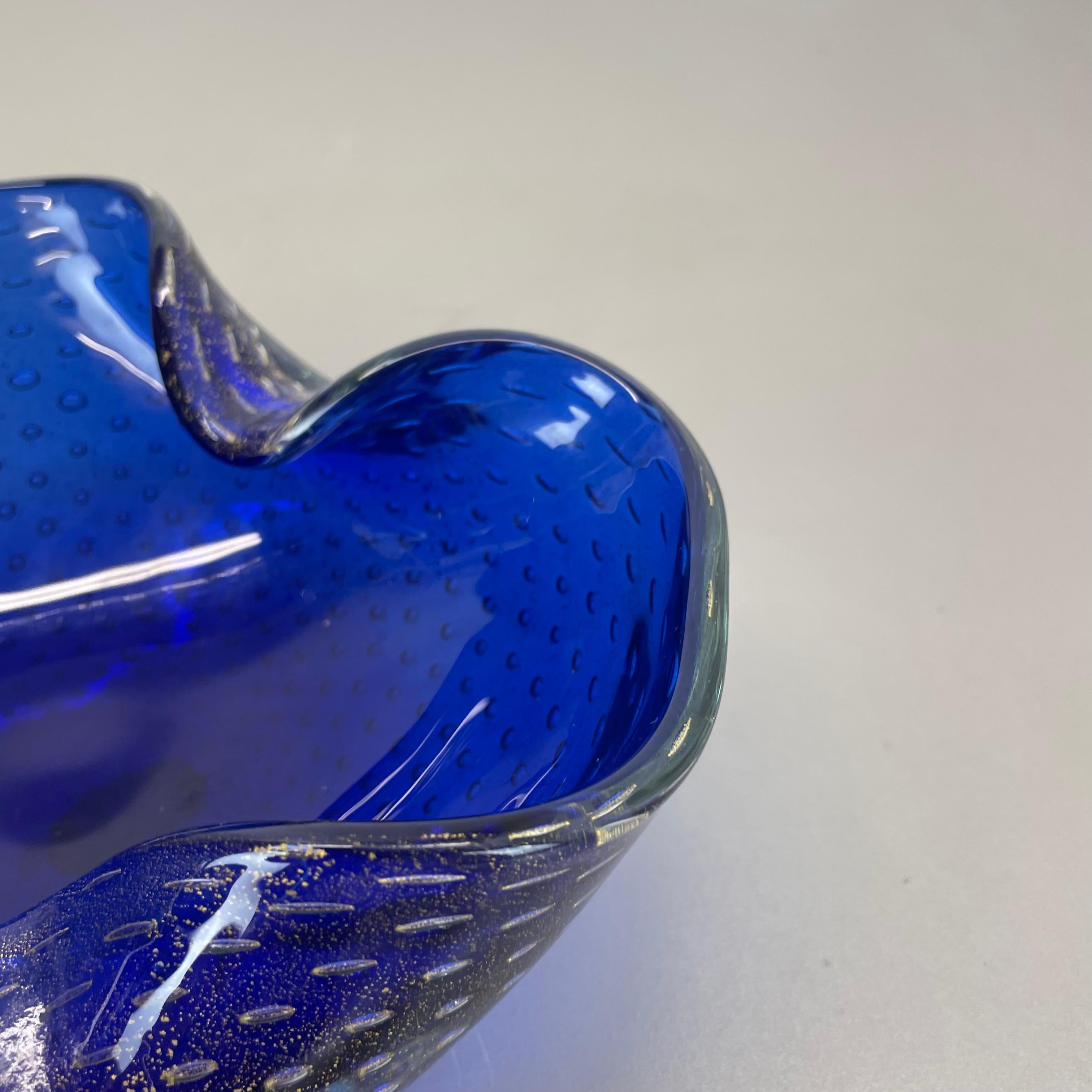 Gran cuenco de burbujas de cristal de Murano Bullicante azul plateado Elemento Concha, Italia, 1970 en venta 2