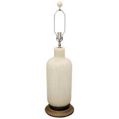 Large Murano Glass Carved Wood Scallop Base Table Lamp