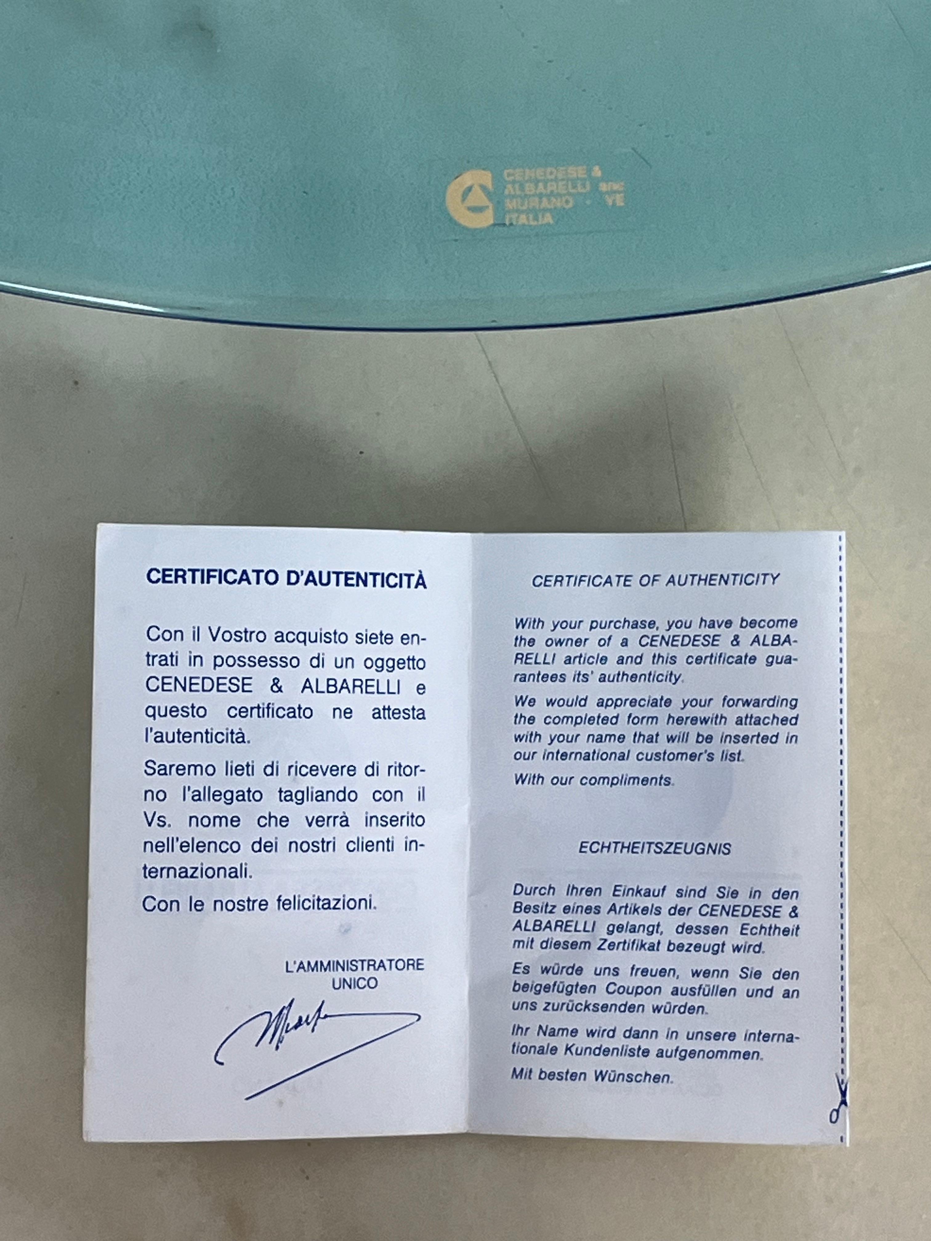 Grande centrotavola in vetro di Murano di Cenedese & Albarelli, anni '70 in vendita 5