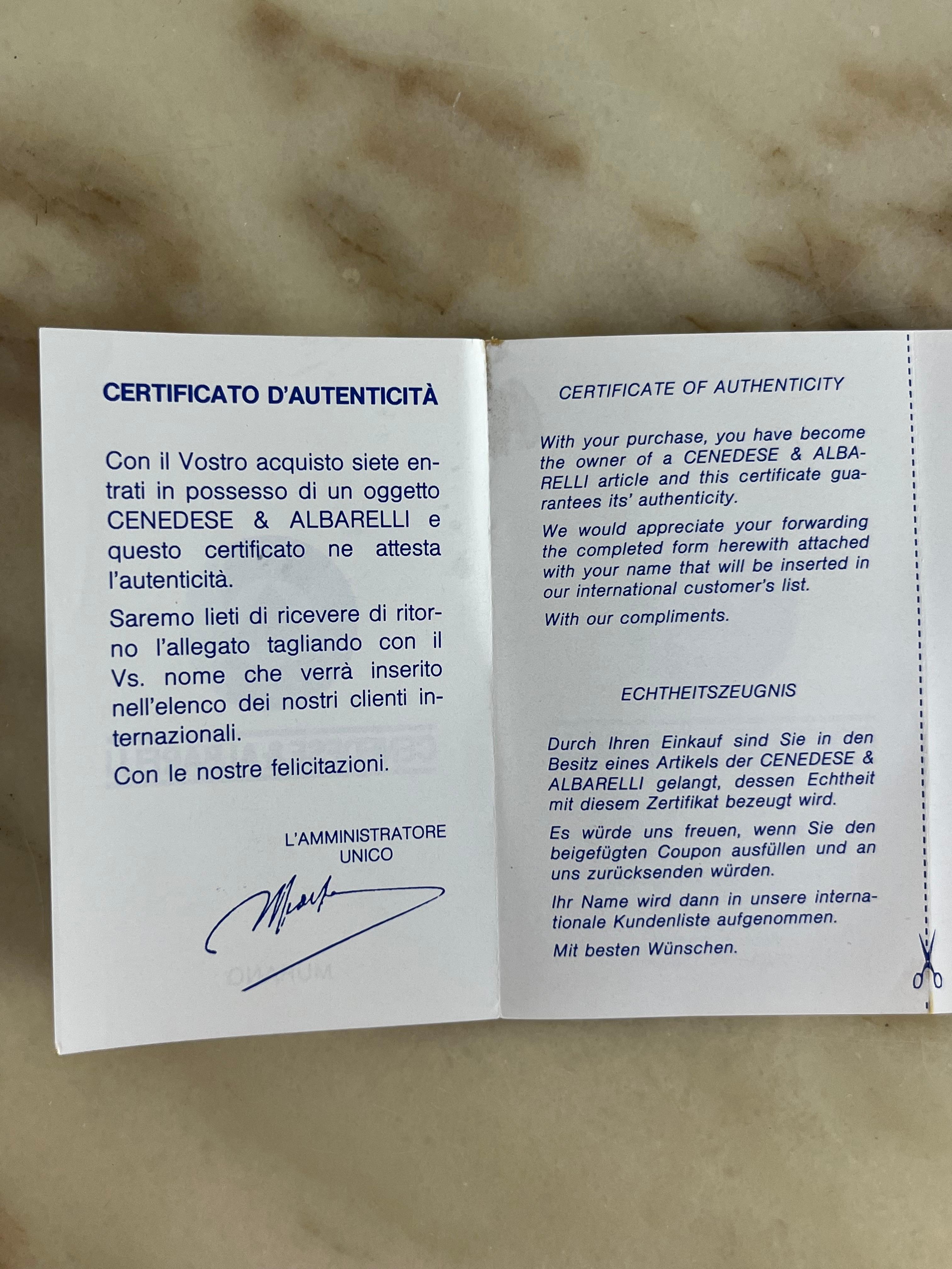 Grande centrotavola in vetro di Murano di Cenedese & Albarelli, anni '70 in vendita 2