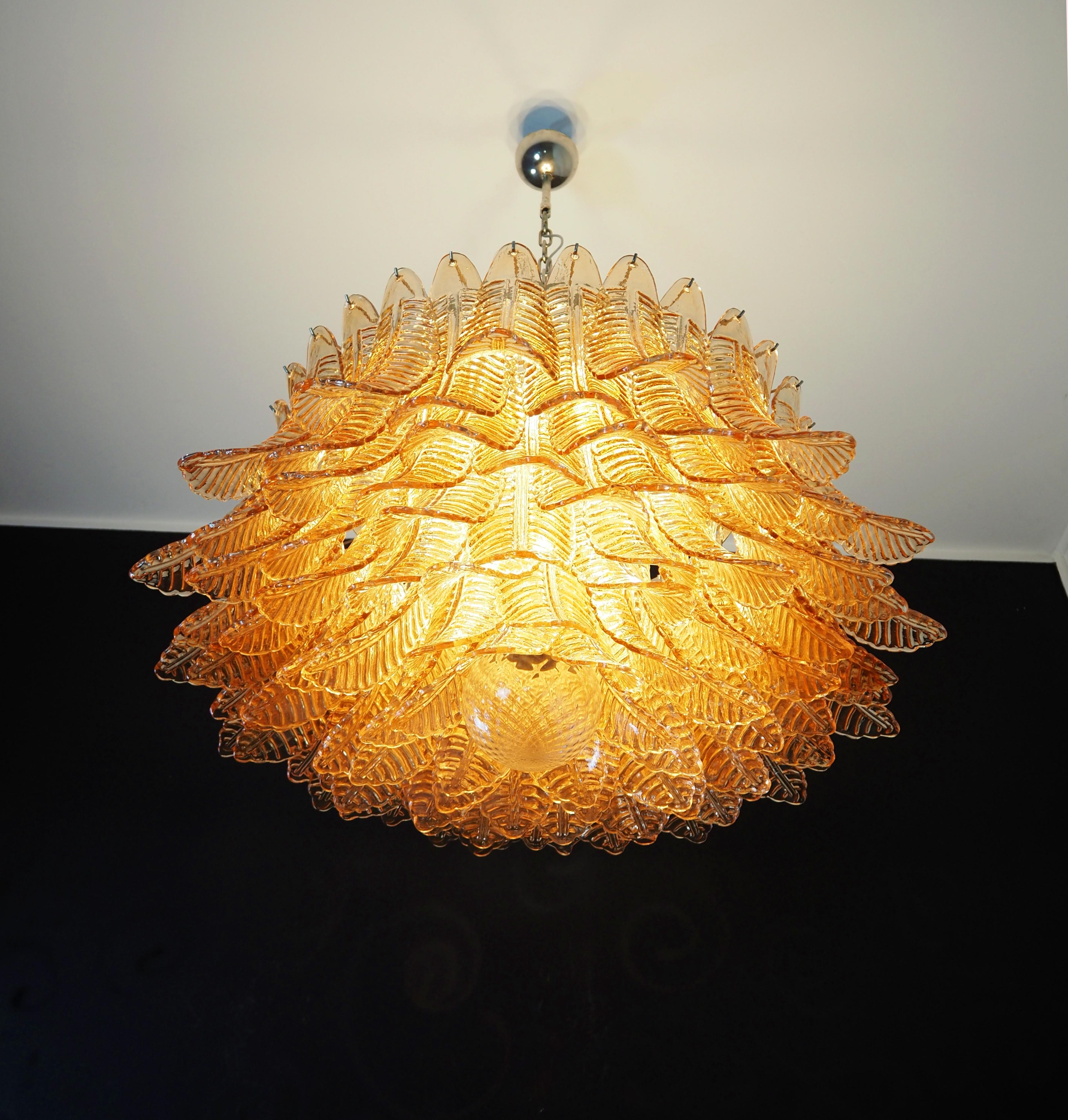 Gran araña de cristal de Murano -100 vidrios Felci ámbar en venta 3