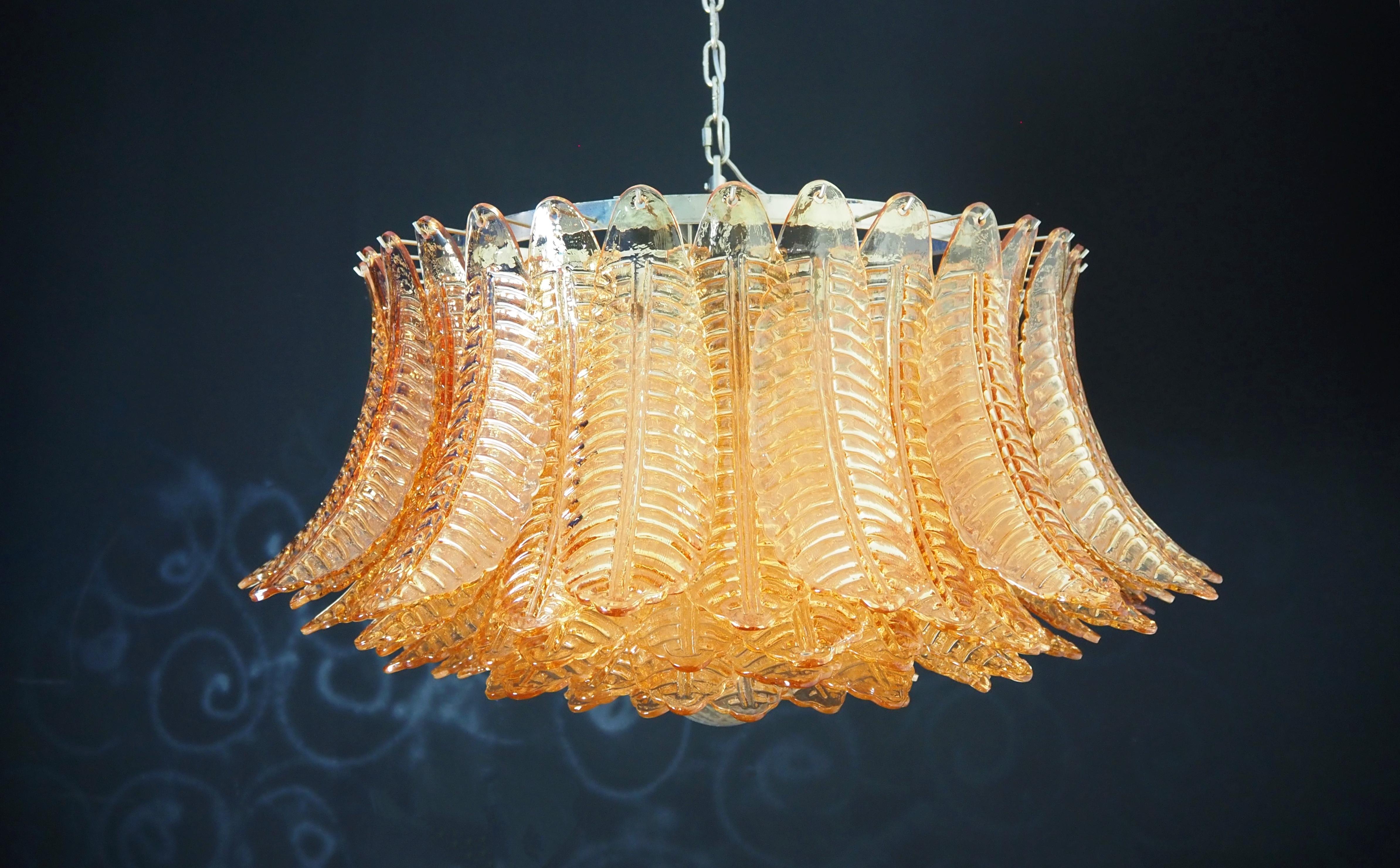 Gran araña de cristal de Murano -100 vidrios Felci ámbar Galvanizado en venta