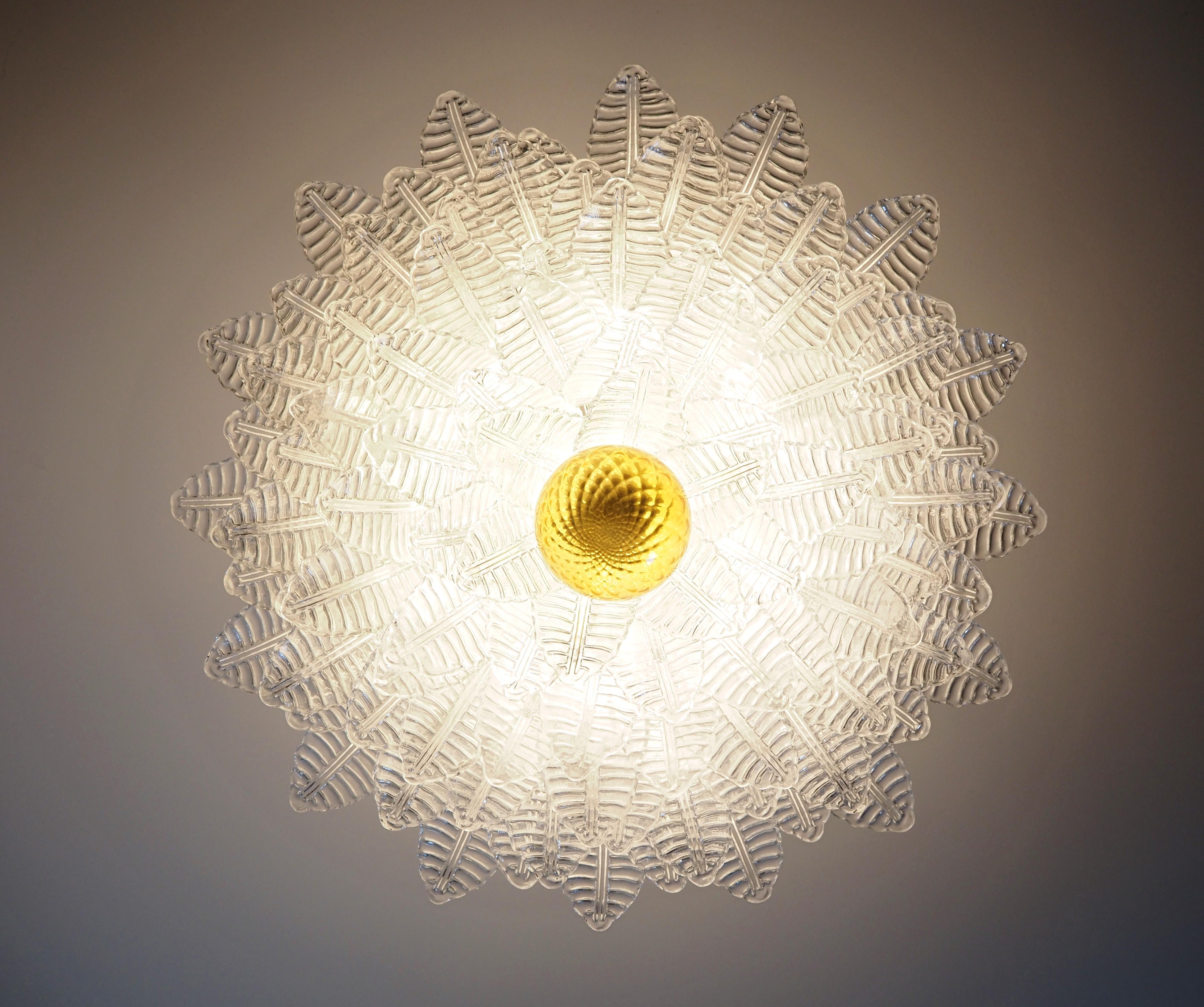 Large Murano glass Chandelier -100 clear Felci glasses in vendita 2