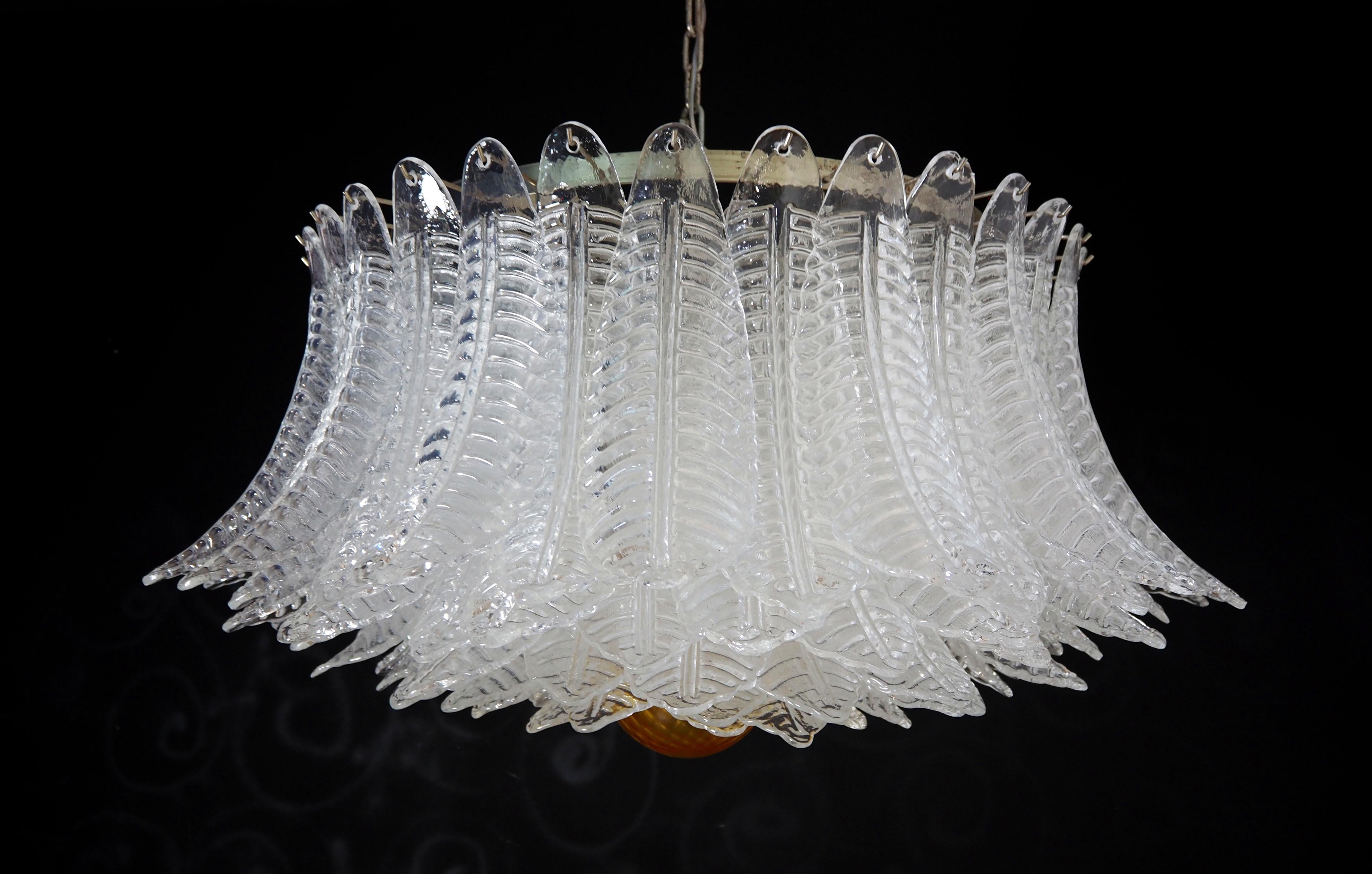 Large Murano glass Chandelier -100 clear Felci glasses in vendita 3