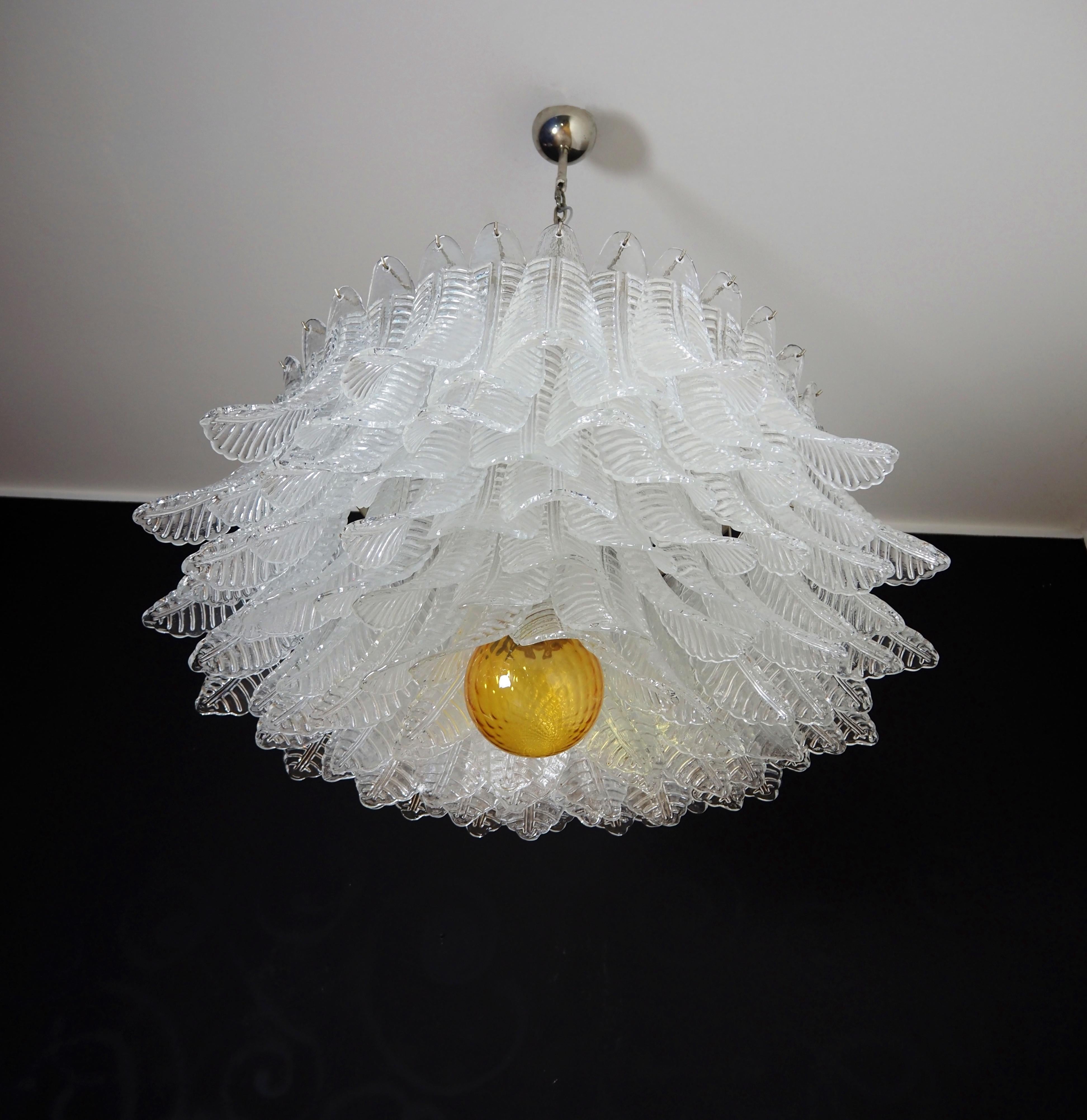 Large Murano glass Chandelier -100 clear Felci glasses in vendita 4