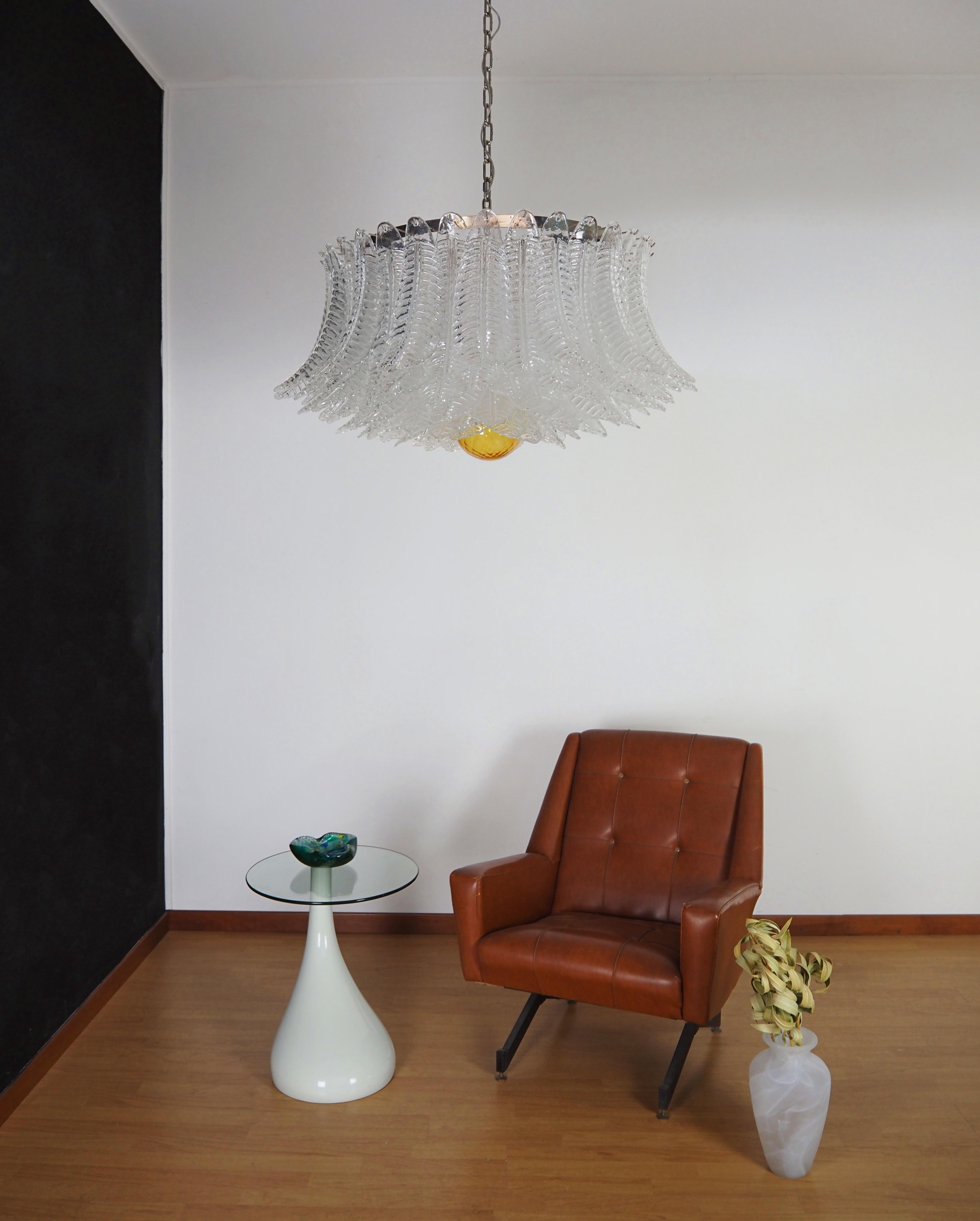 Large Murano glass Chandelier -100 clear Felci glasses in vendita 5