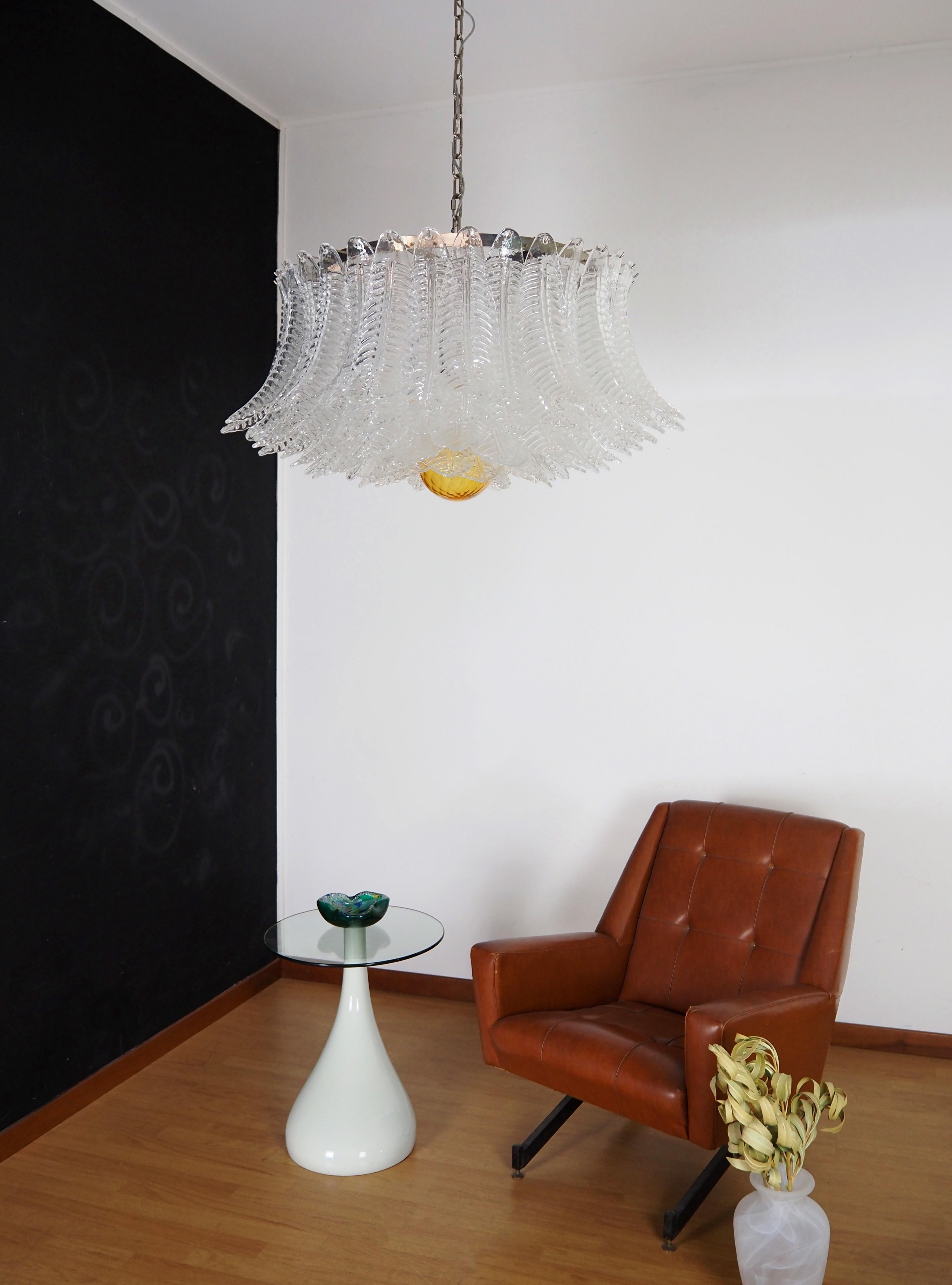 Large Murano glass Chandelier -100 clear Felci glasses in vendita 6