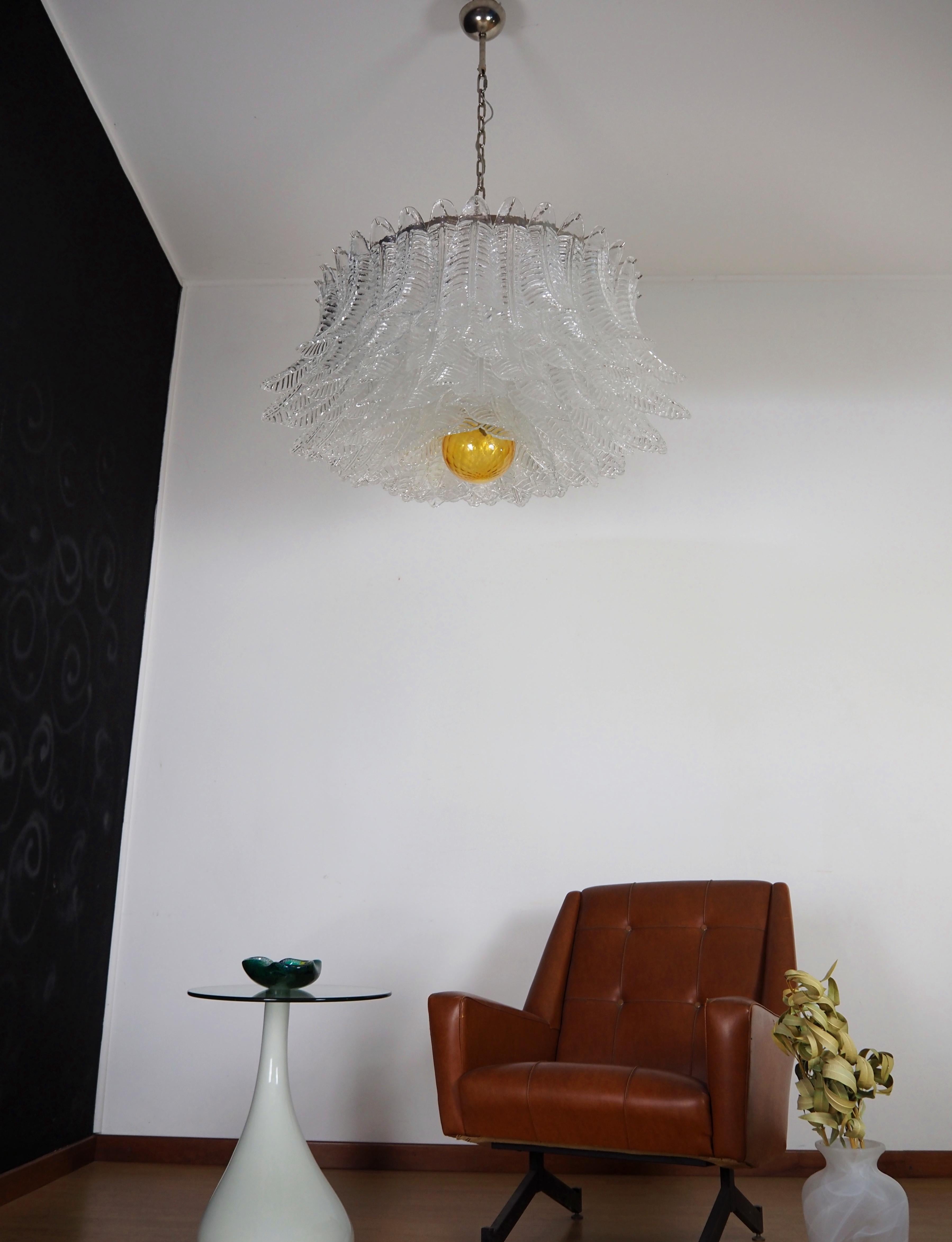 Large Murano glass Chandelier -100 clear Felci glasses in vendita 7