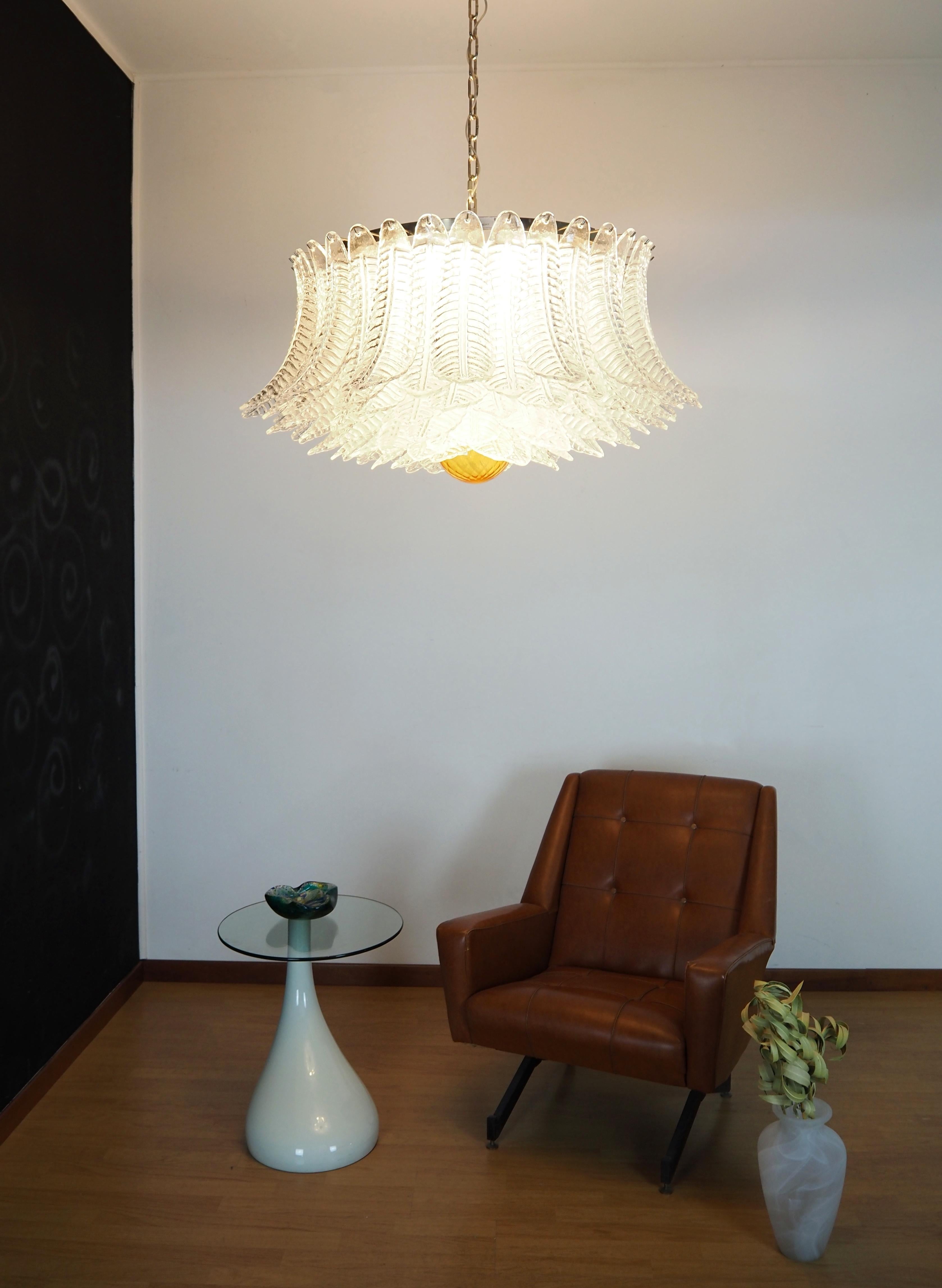 Large Murano glass Chandelier -100 clear Felci glasses in vendita 8