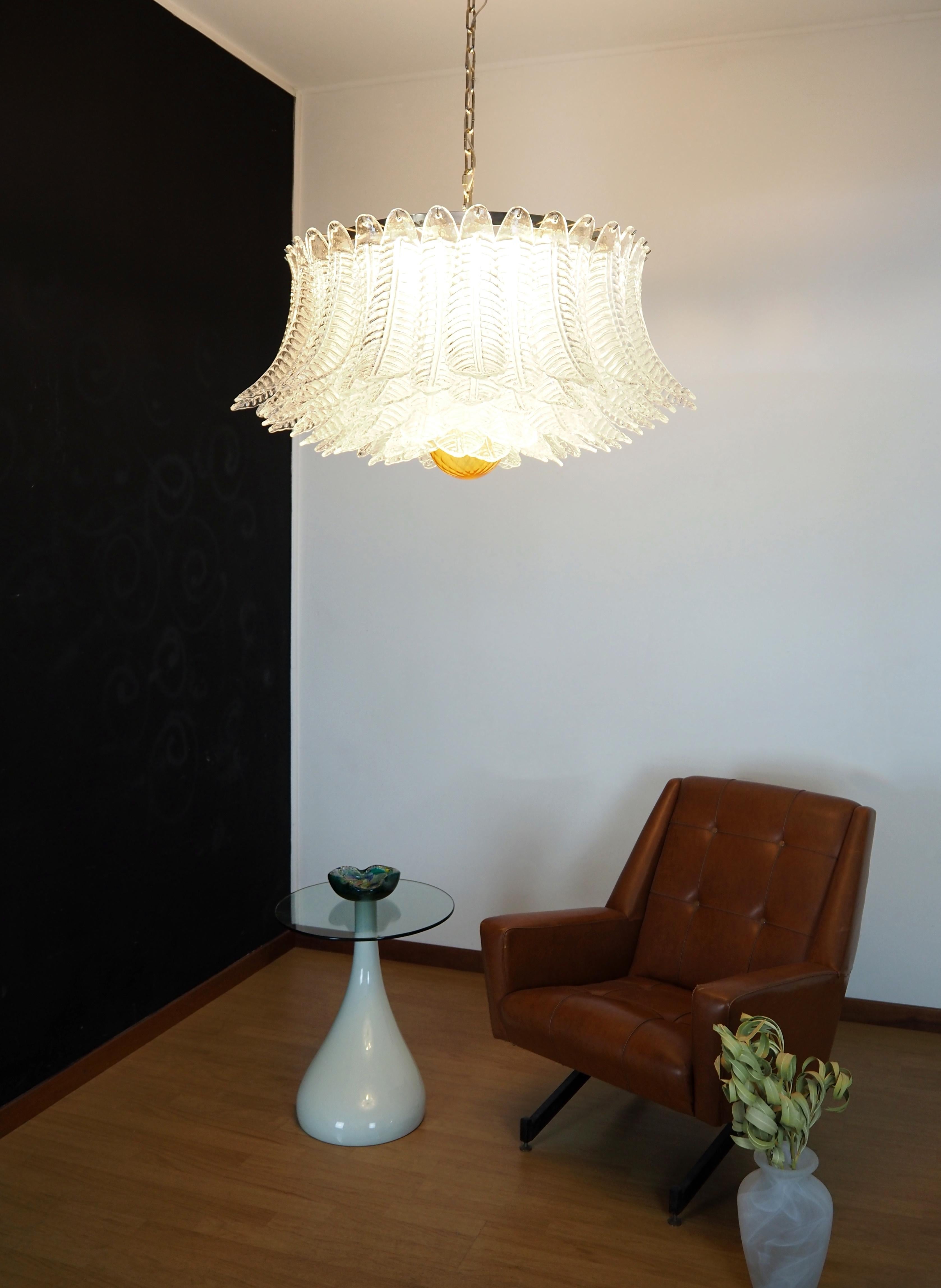 Large Murano glass Chandelier -100 clear Felci glasses in vendita 9