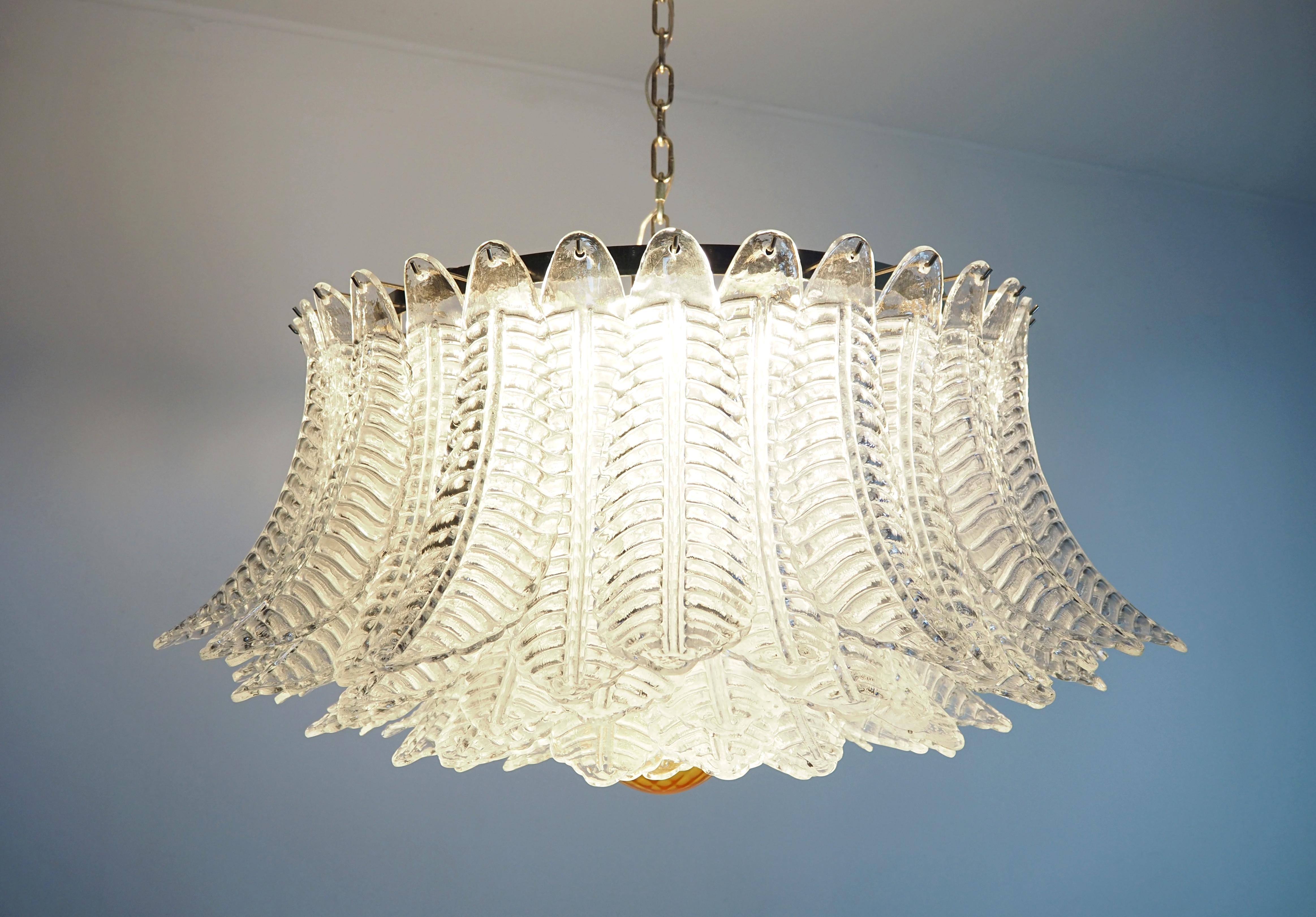 Large Murano glass Chandelier -100 clear Felci glasses In condizioni buone in vendita a Gaiarine Frazione Francenigo (TV), IT