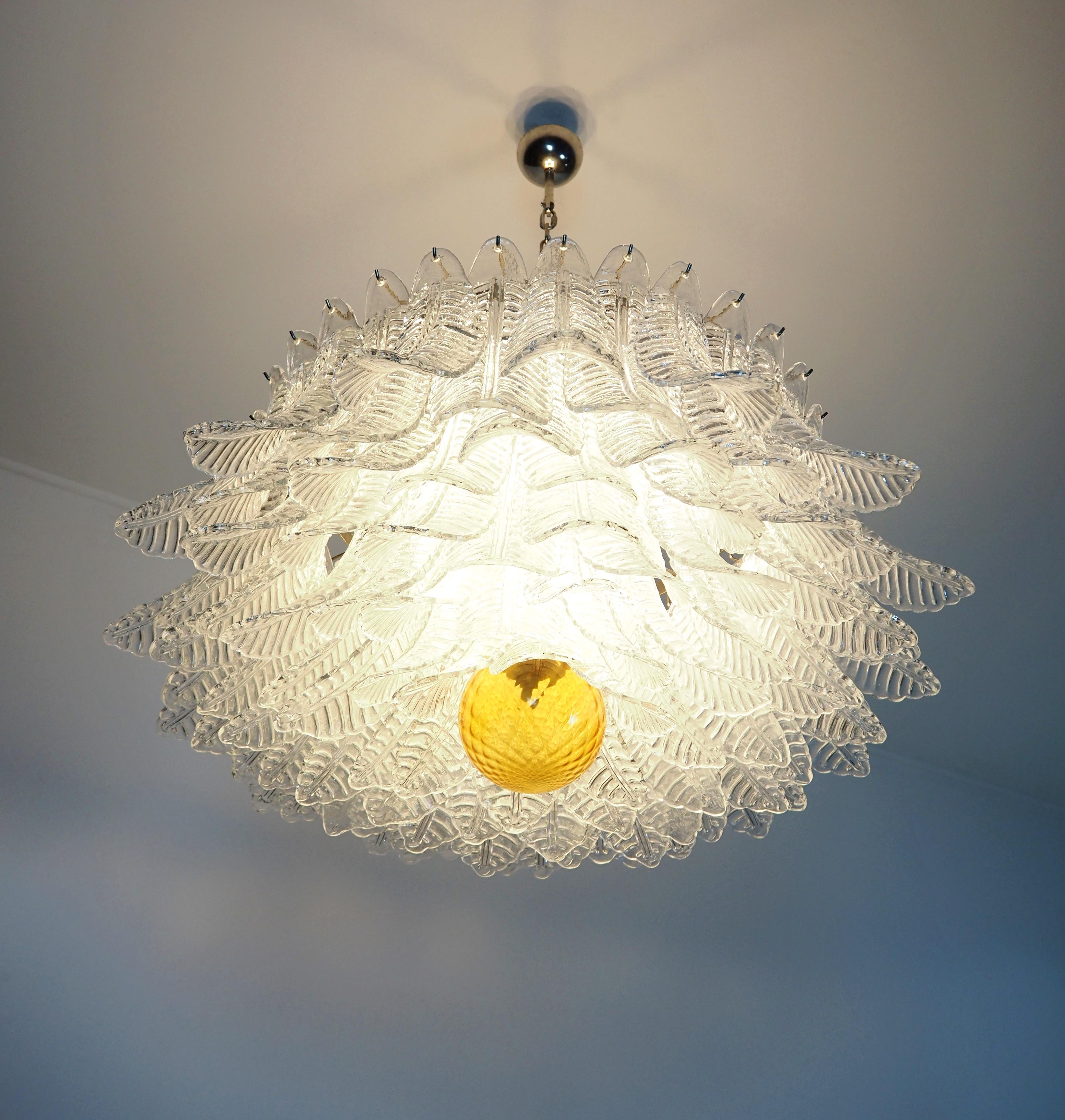 20th Century Large Murano glass Chandelier -100 clear Felci glasses in vendita