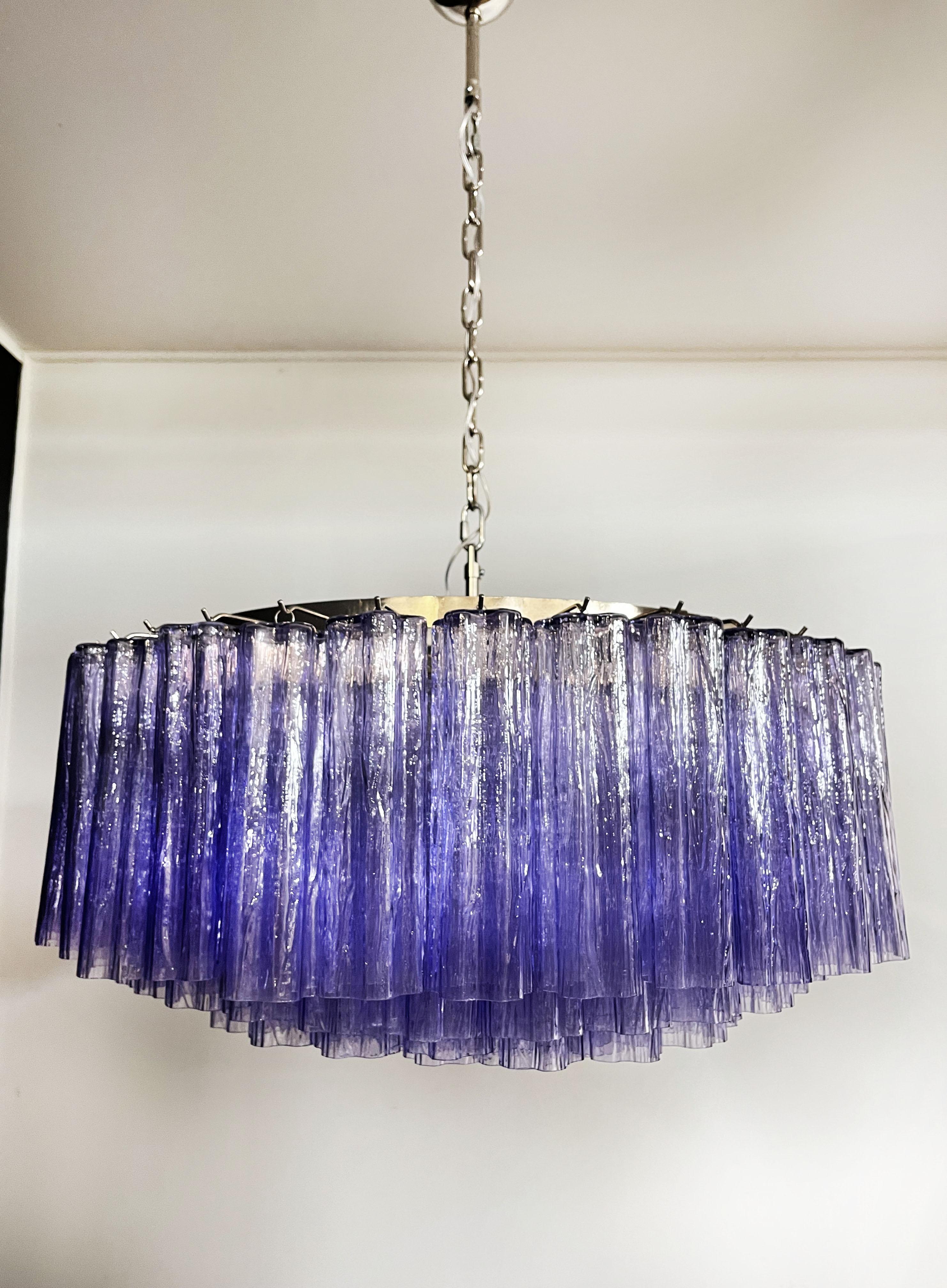 Large Murano Glass Chandelier, 101 Amethyst Tube Glasses For Sale 7