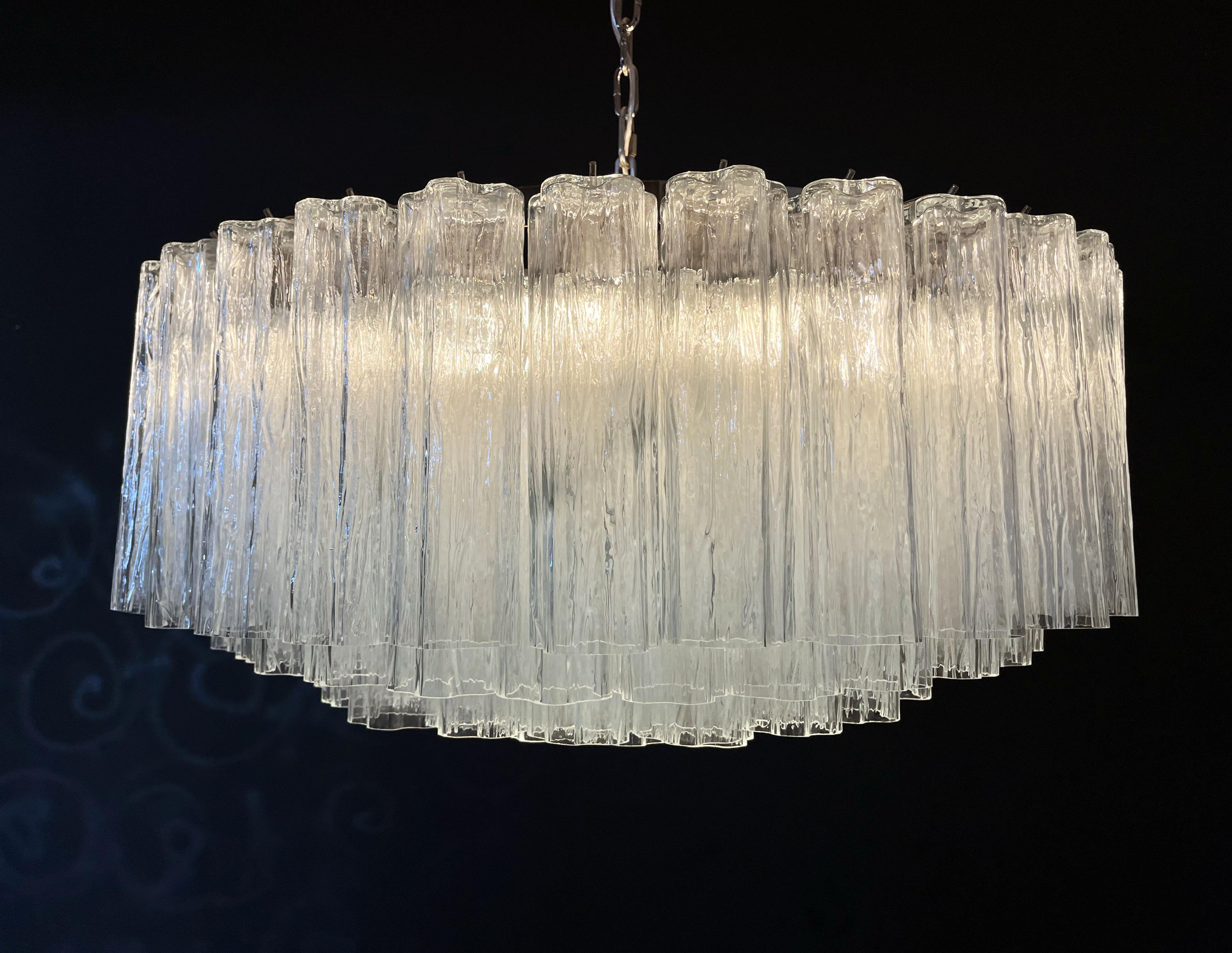 RESERVED: Large Murano Glass Chandelier, 101 Clear Tube Glasses For Sale 3